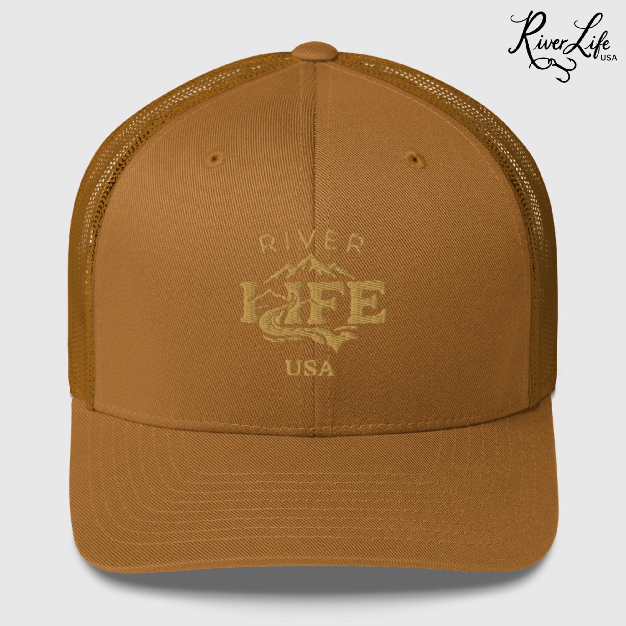 Spectrum (embroidered) | Snapback Trucker Cap-Caramel-River Life USA