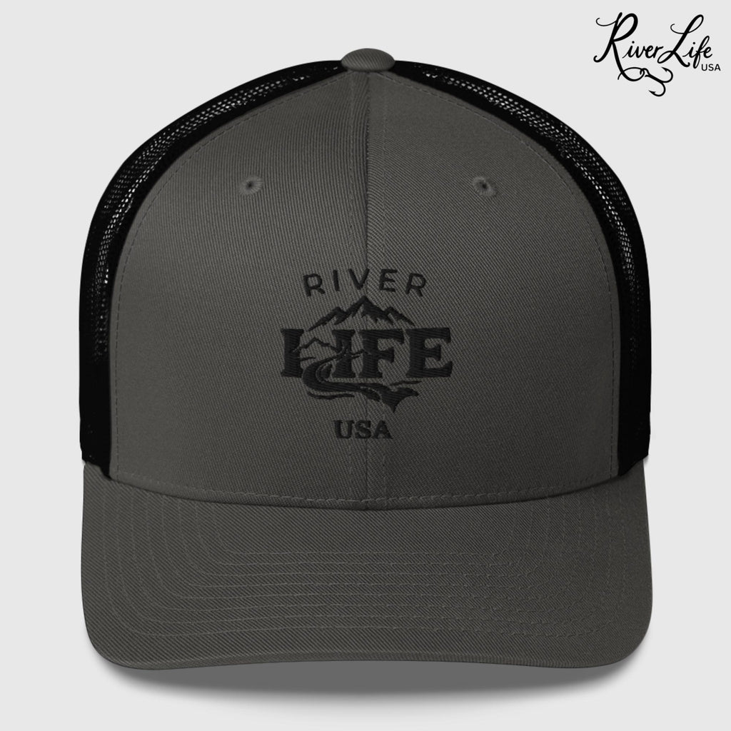 Spectrum (embroidered) | Snapback Trucker Cap-Charcoal/ Black-River Life USA