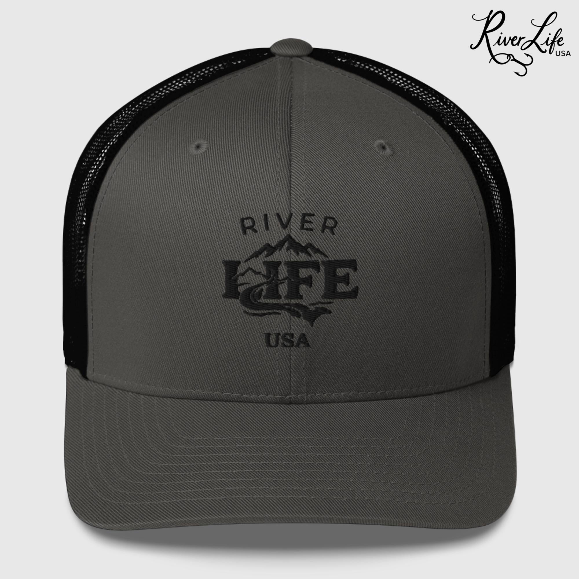 Spectrum (embroidered) | Snapback Trucker Cap-Charcoal/ Black-River Life USA