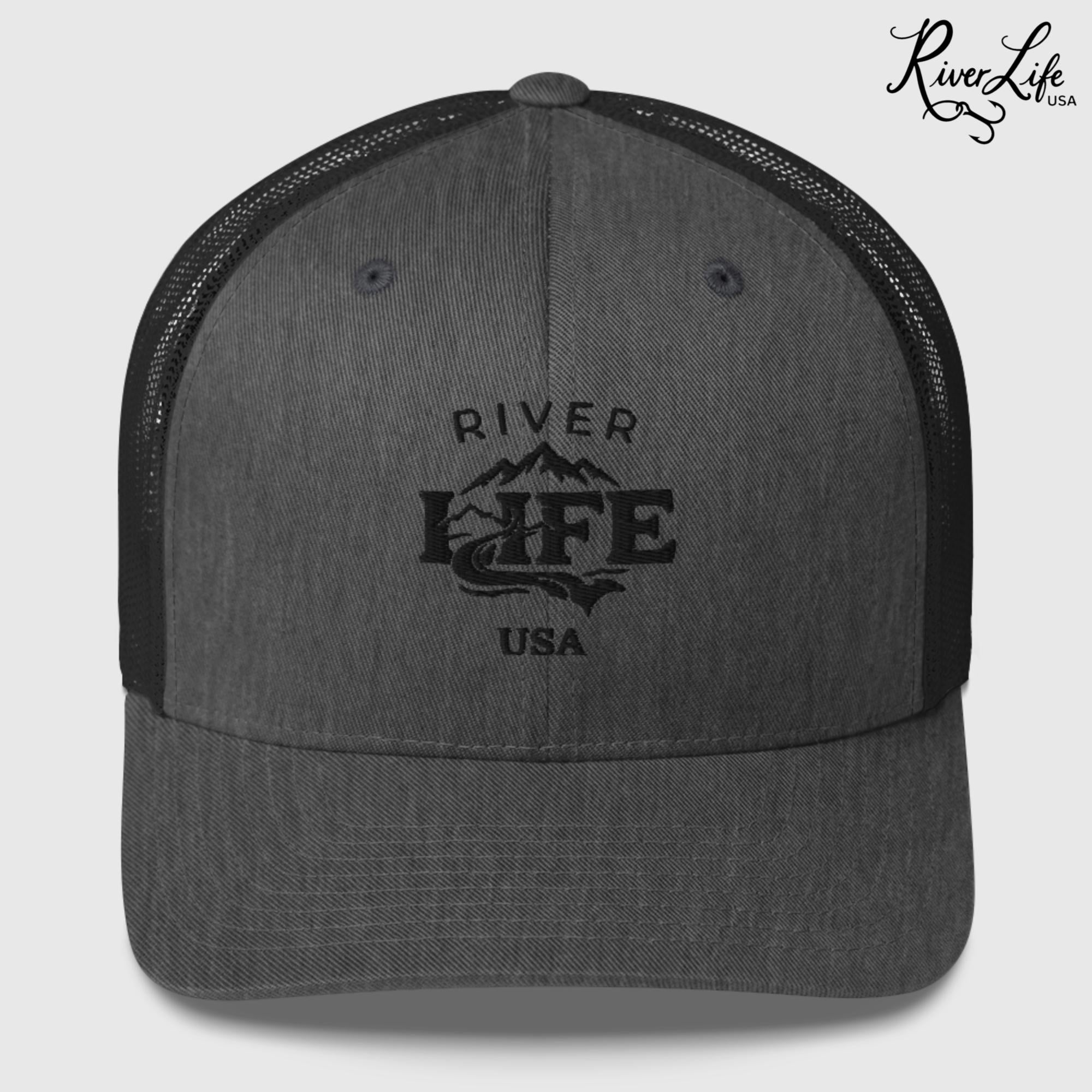 Spectrum (embroidered) | Snapback Trucker Cap-Dark Heather Gray-River Life USA