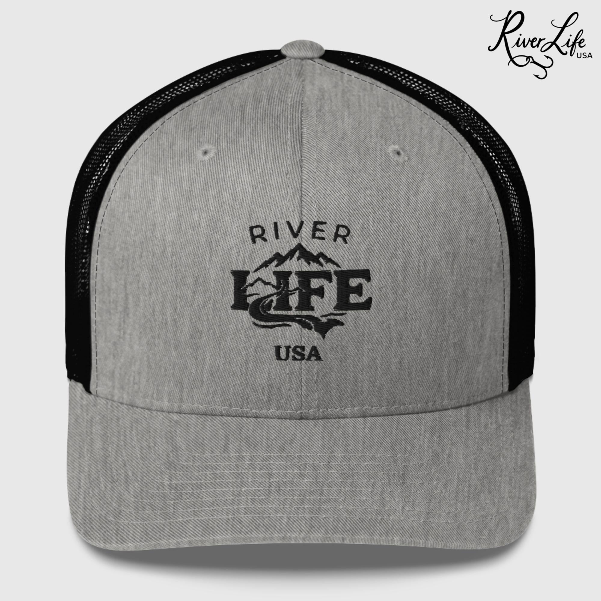 Spectrum (embroidered) | Snapback Trucker Cap-Heather/ Black-River Life USA