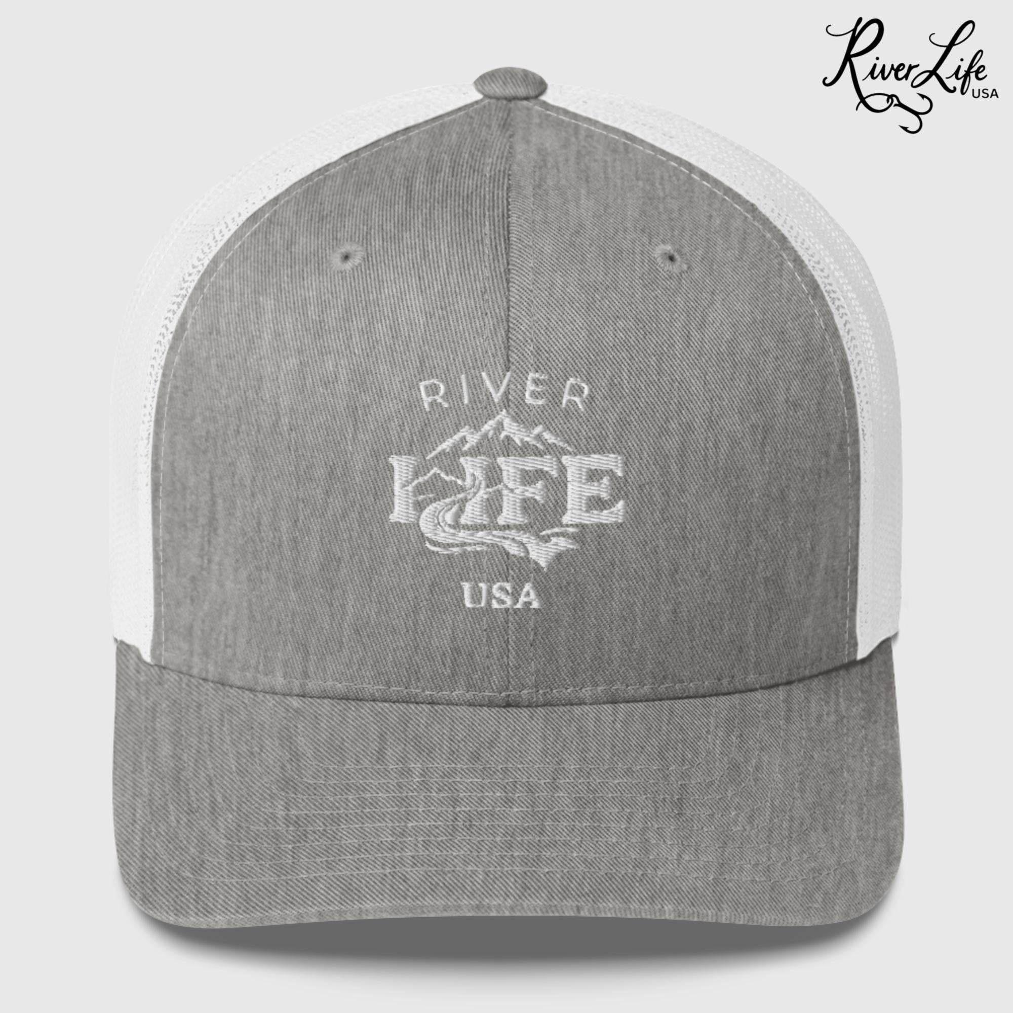 Spectrum (embroidered) | Snapback Trucker Cap-Heather Grey/White-River Life USA
