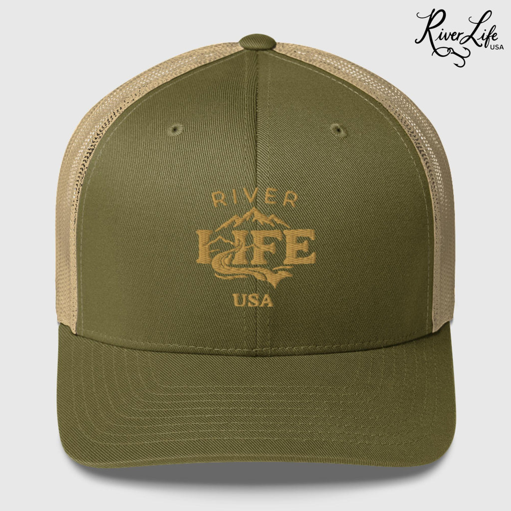 Spectrum (embroidered) | Snapback Trucker Cap-Moss/ Khaki-River Life USA