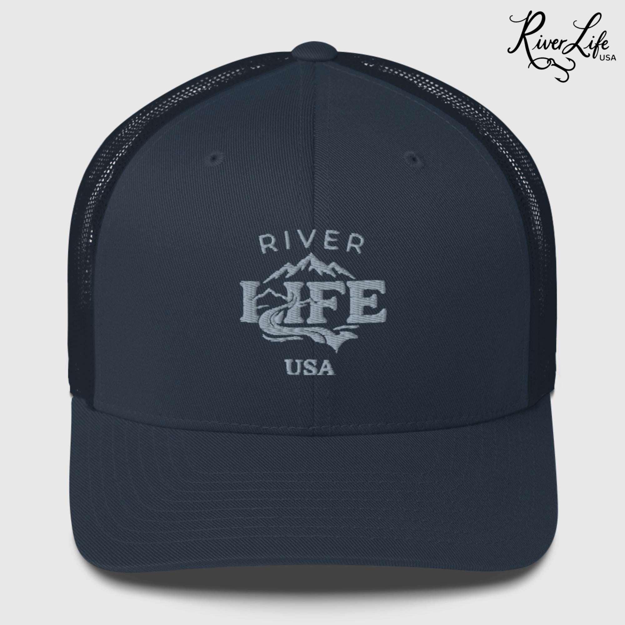 Spectrum (embroidered) | Snapback Trucker Cap-Navy-River Life USA