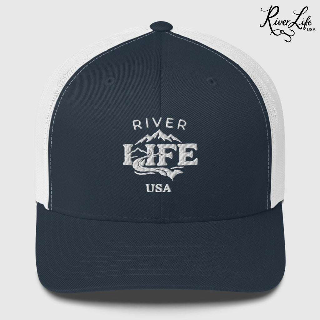 Spectrum (embroidered) | Snapback Trucker Cap-Navy/ White-River Life USA
