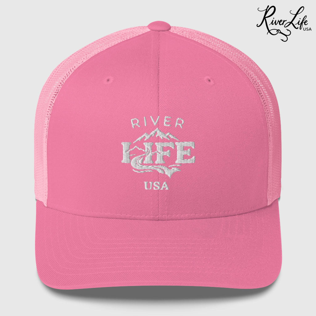 Spectrum (embroidered) | Snapback Trucker Cap-Pink-River Life USA