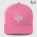 Spectrum (embroidered) | Snapback Trucker Cap-Pink-River Life USA