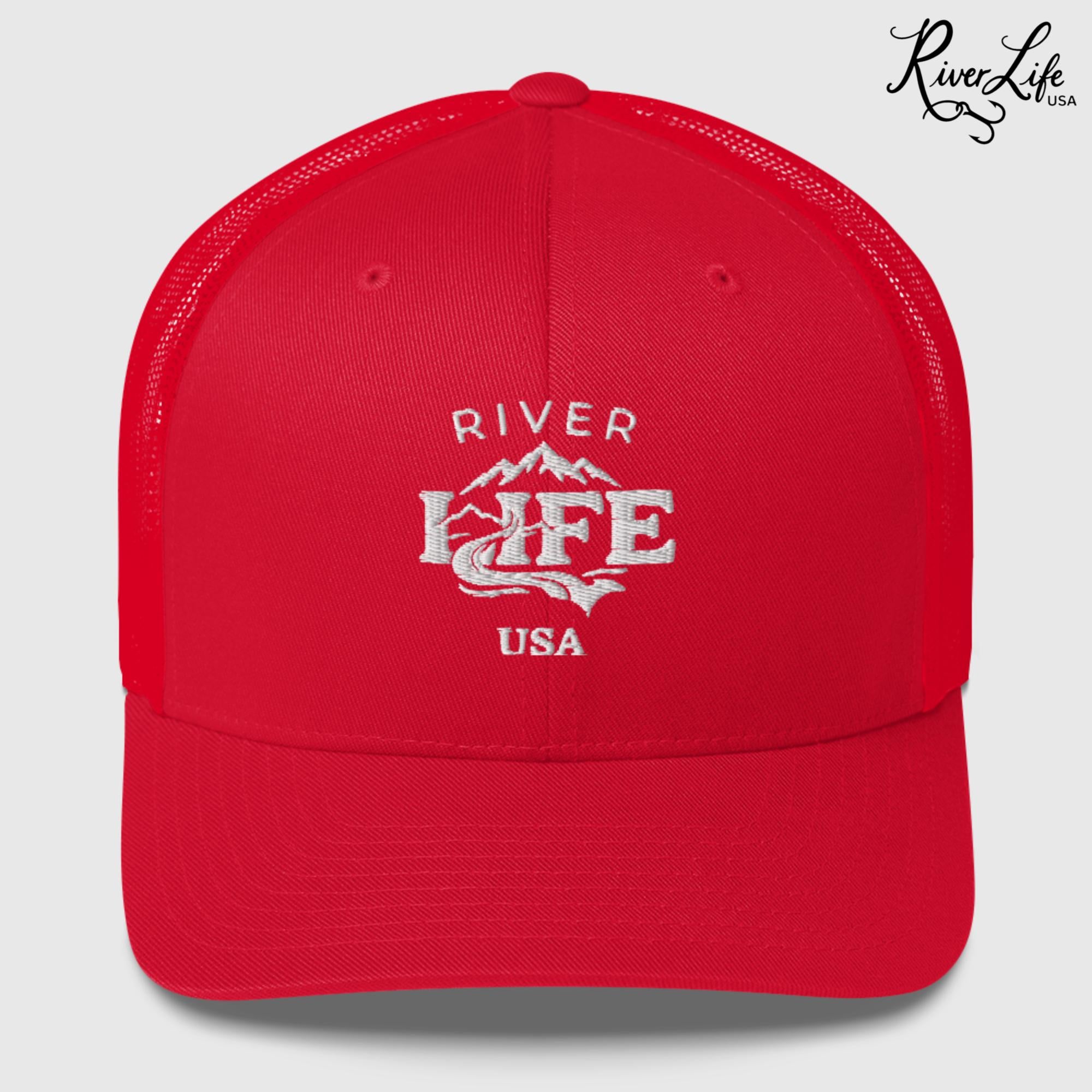 Spectrum (embroidered) | Snapback Trucker Cap-Red-River Life USA