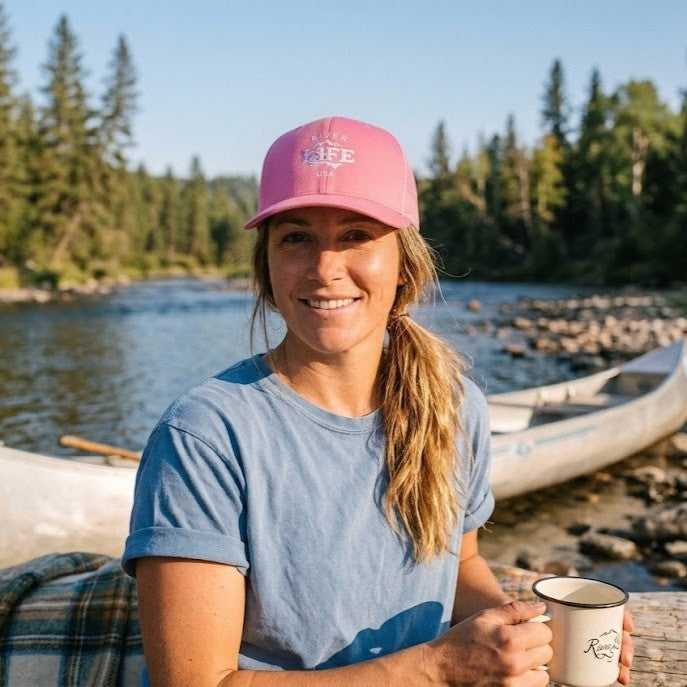 Spectrum (embroidered) | Snapback Trucker Cap-Pink-River Life USA
