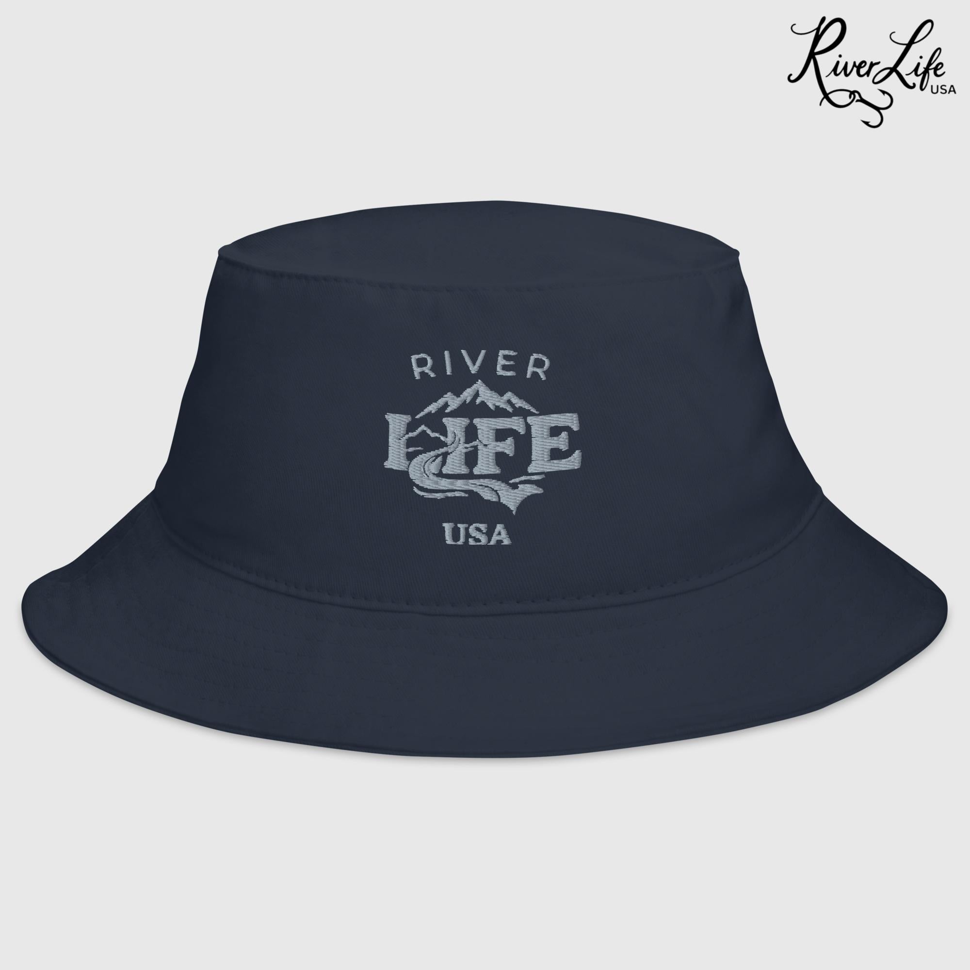 Spectrum (grey embroidery) | Bucket Hat-Navy-River Life USA