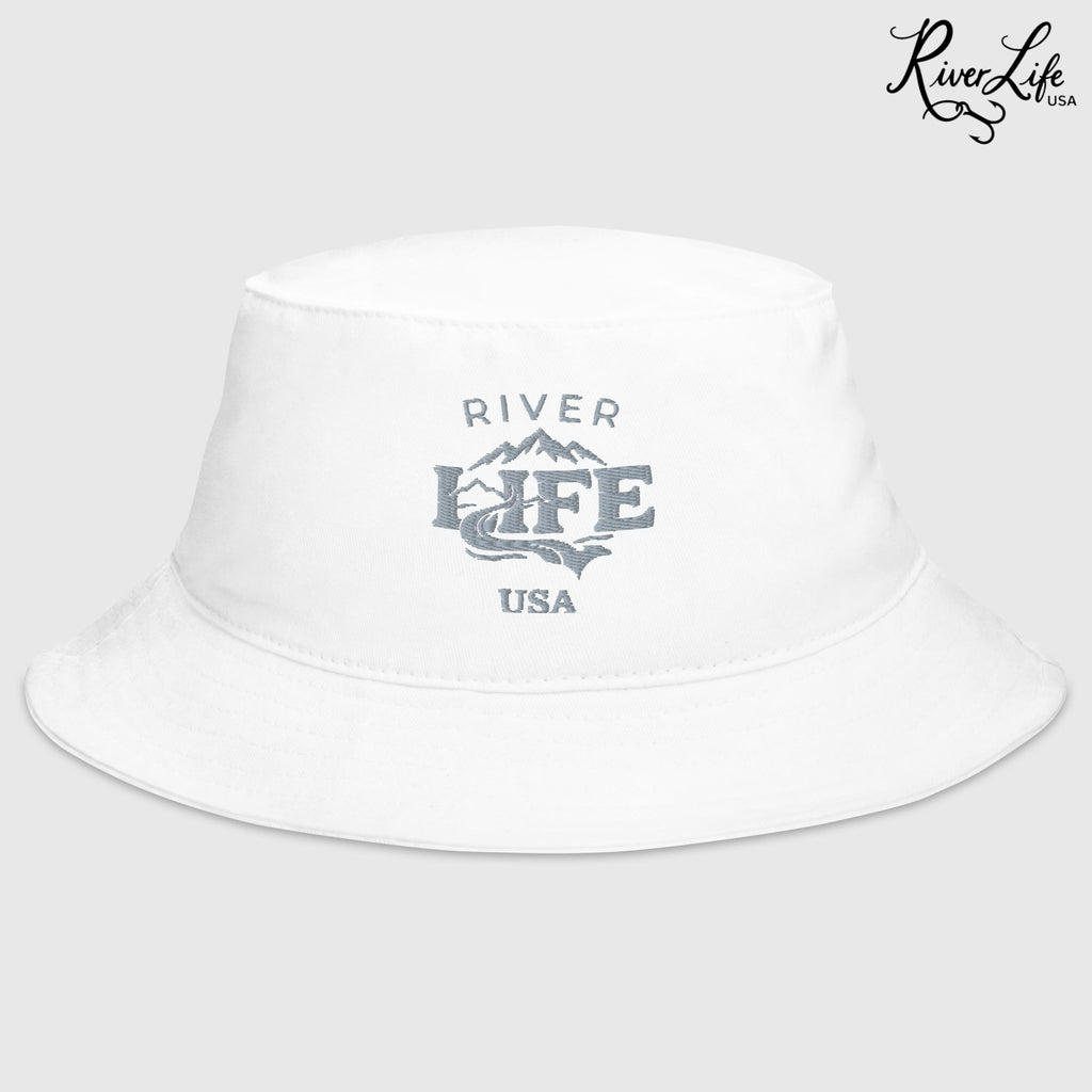 Spectrum (grey embroidery) | Bucket Hat-White-River Life USA