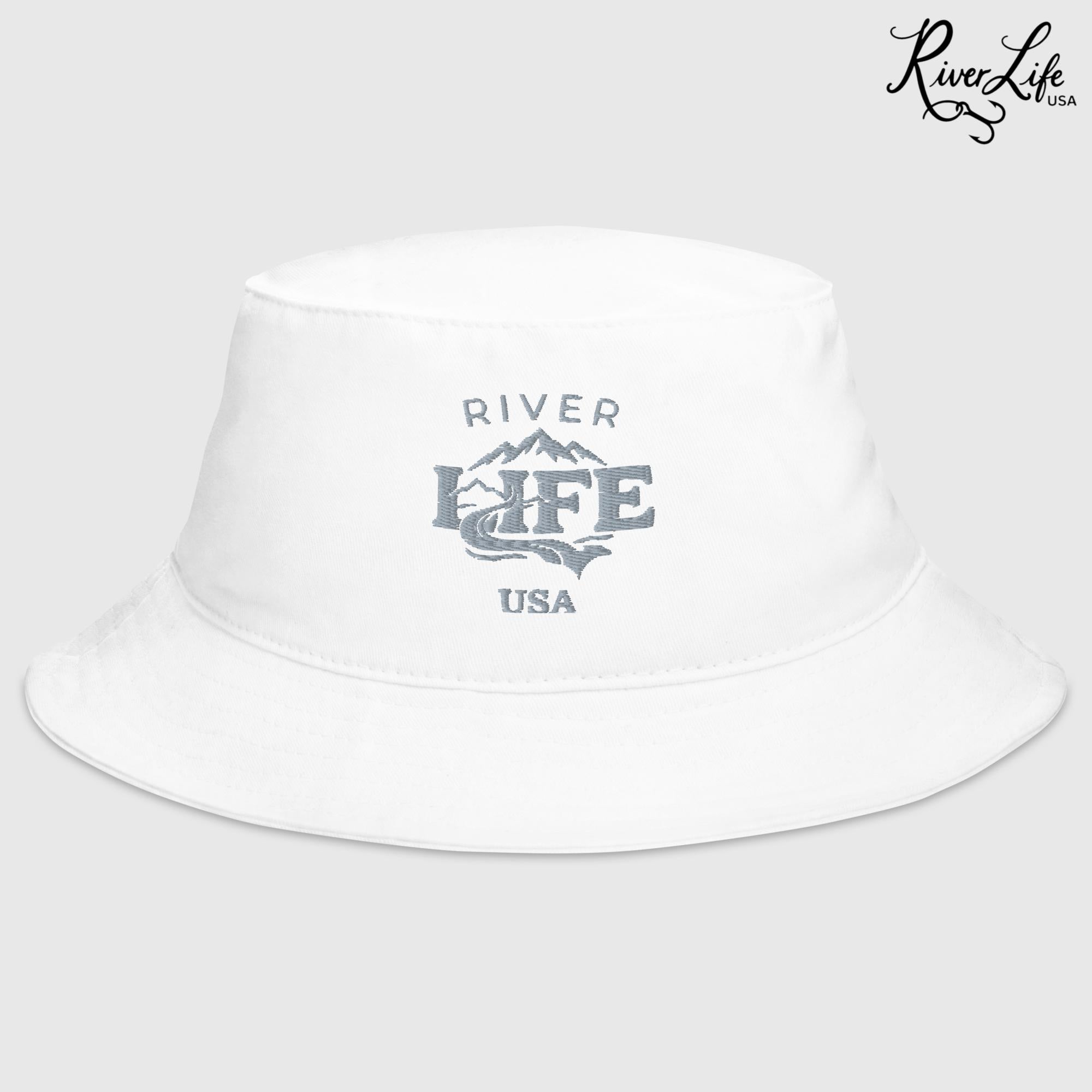 Spectrum (grey embroidery) | Bucket Hat-White-River Life USA