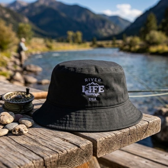 Spectrum (grey embroidery) | Bucket Hat-Black-River Life USA