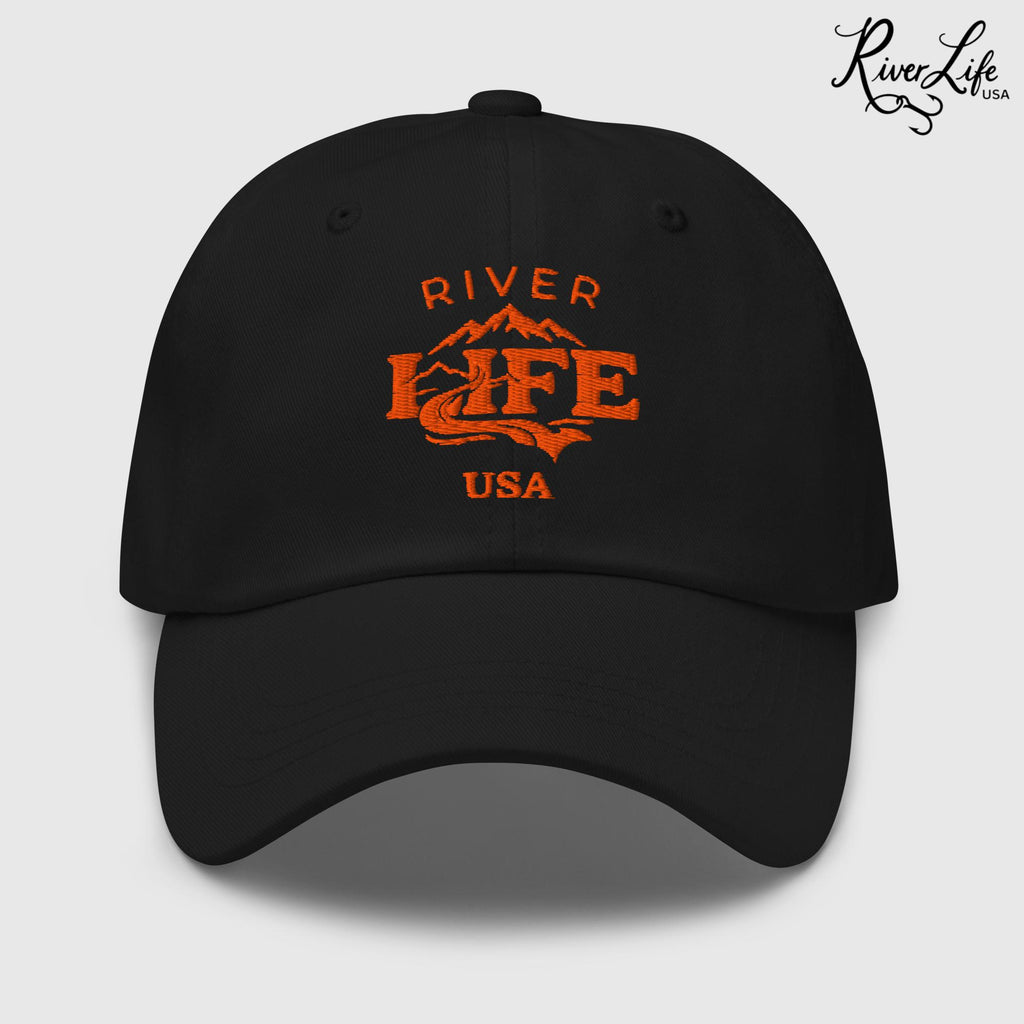 Spectrum (orange embroidery) | Adjustable Dad Hat-Black-River Life USA