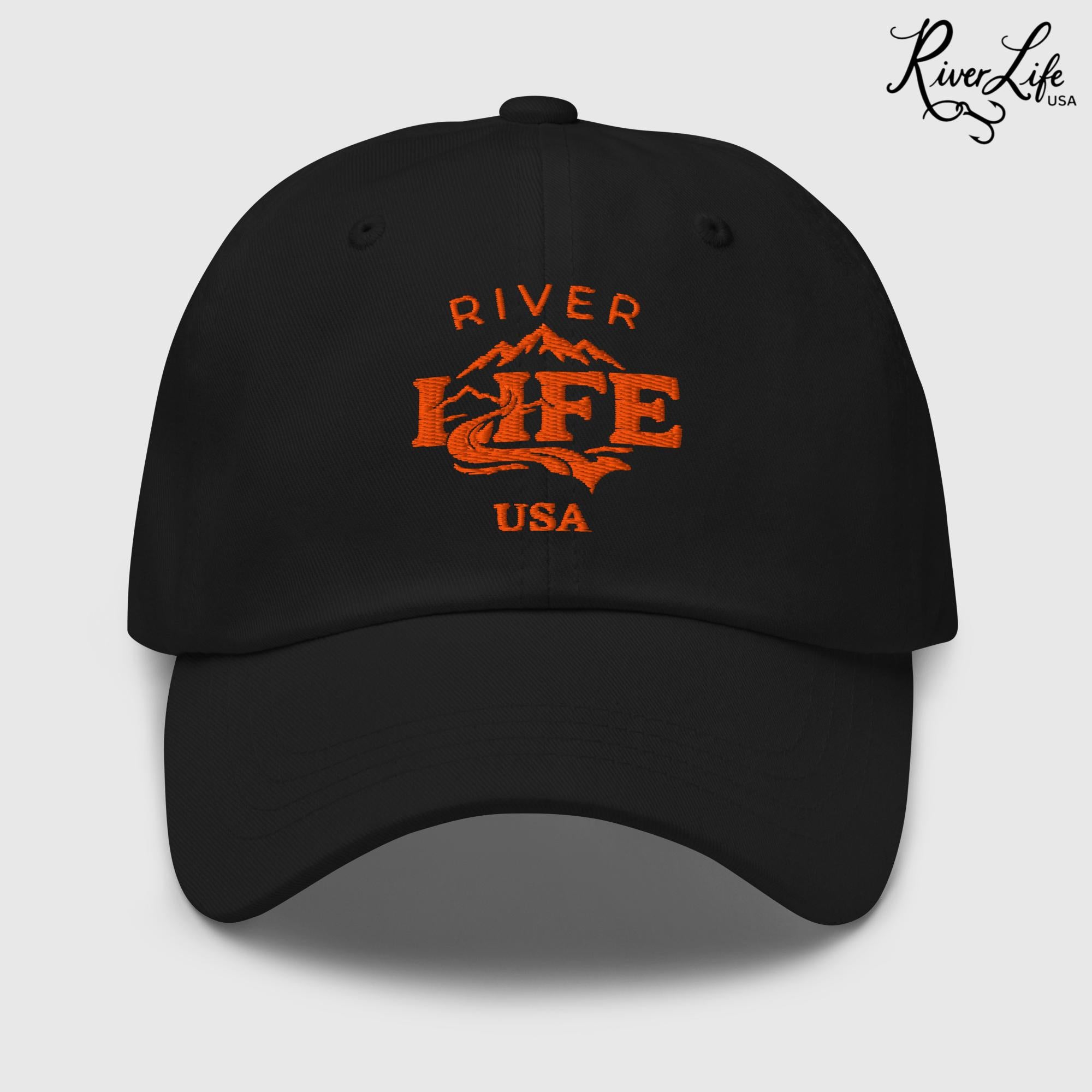 Spectrum (orange embroidery) | Adjustable Dad Hat-Black-River Life USA