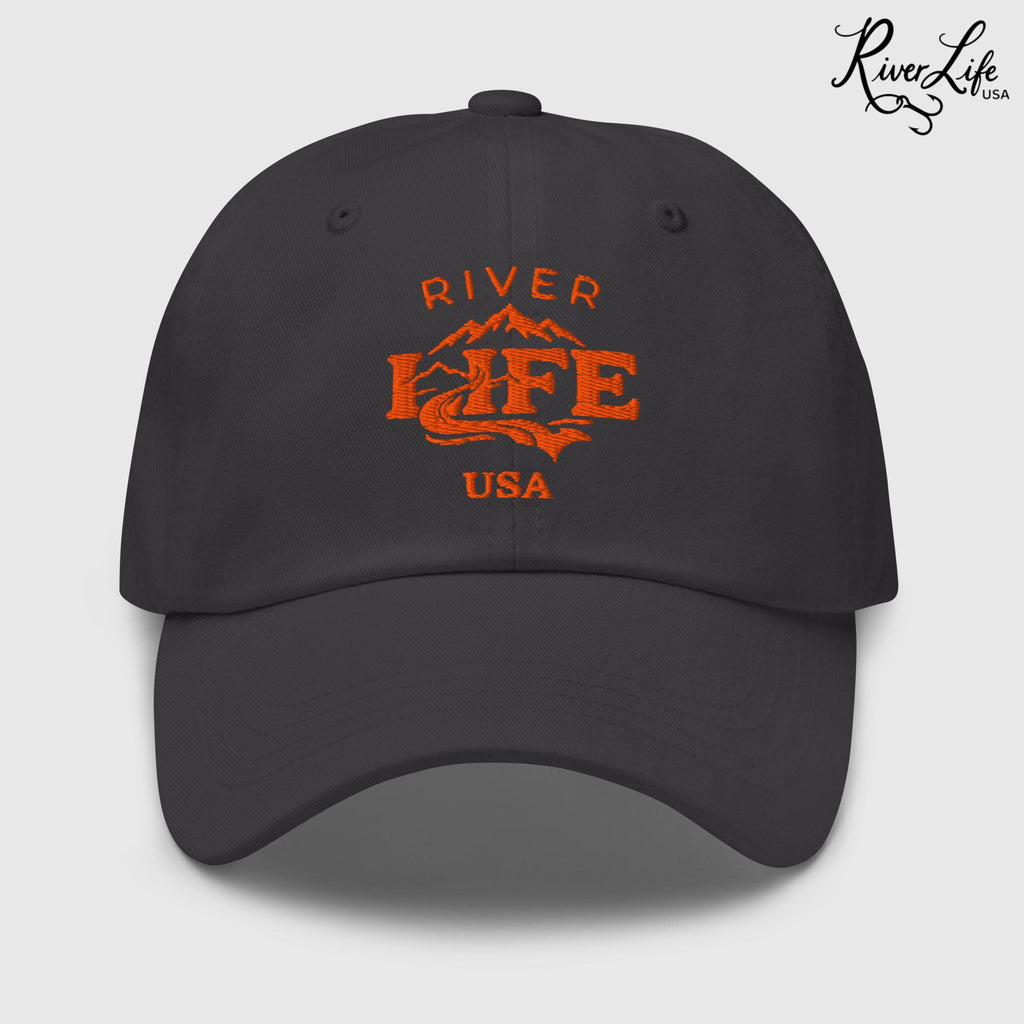 Spectrum (orange embroidery) | Adjustable Dad Hat-Dark Grey-River Life USA