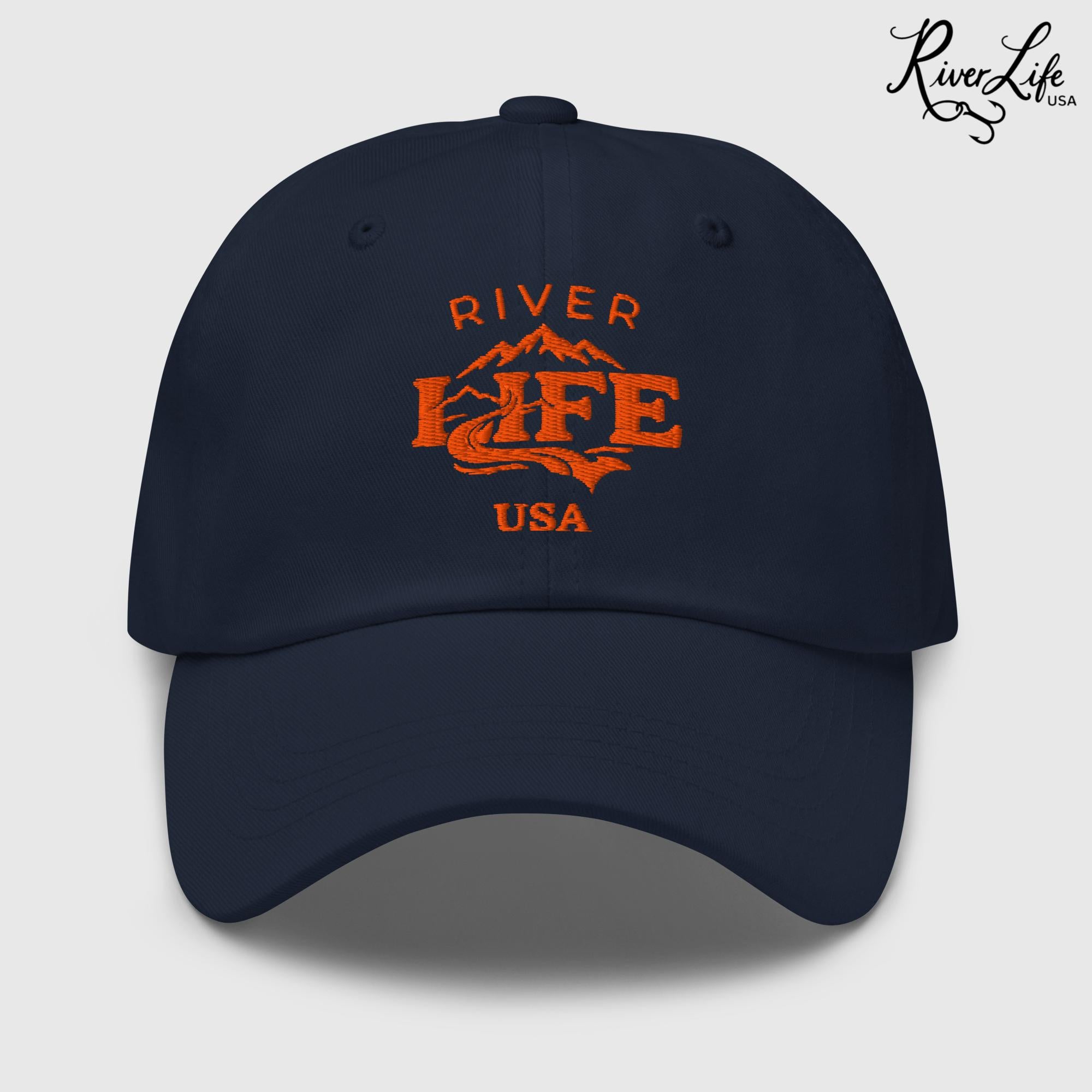 Spectrum (orange embroidery) | Adjustable Dad Hat-Navy-River Life USA
