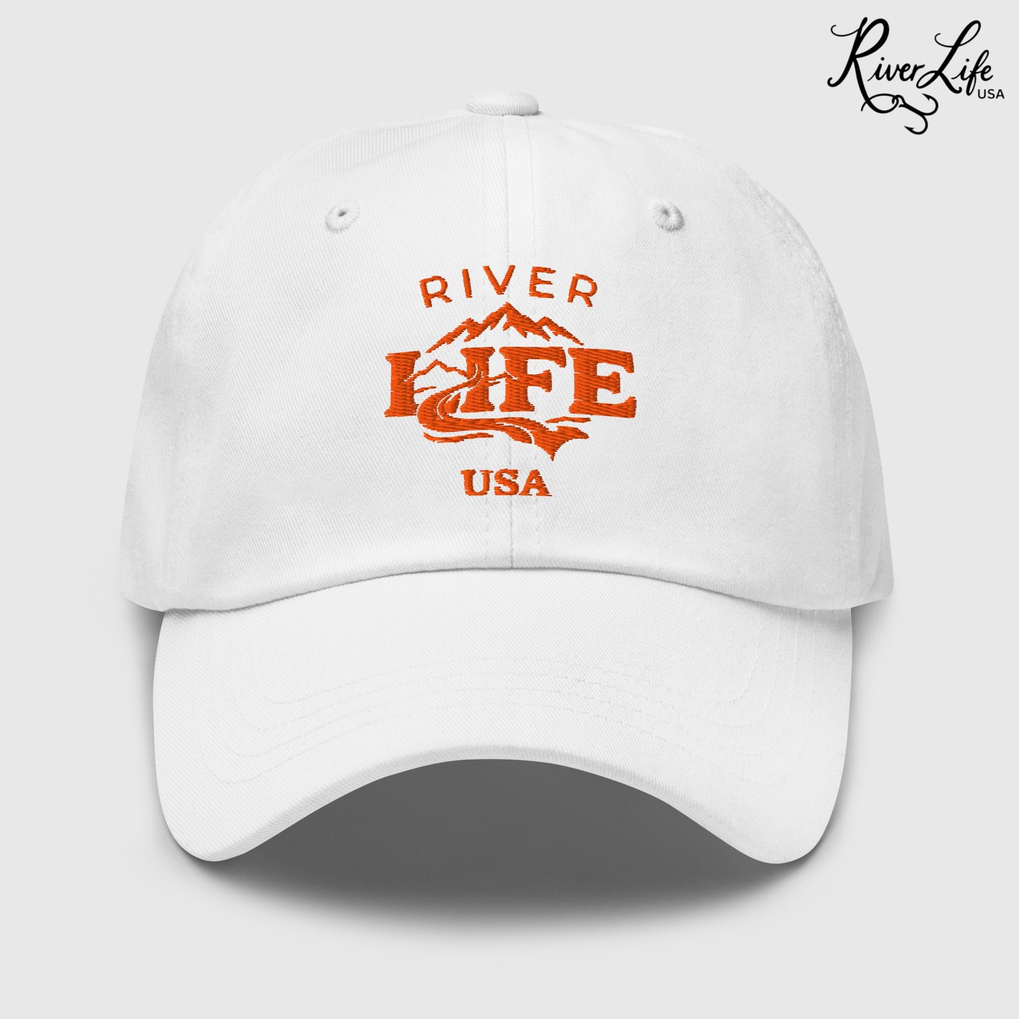 Spectrum (orange embroidery) | Adjustable Dad Hat-White-River Life USA