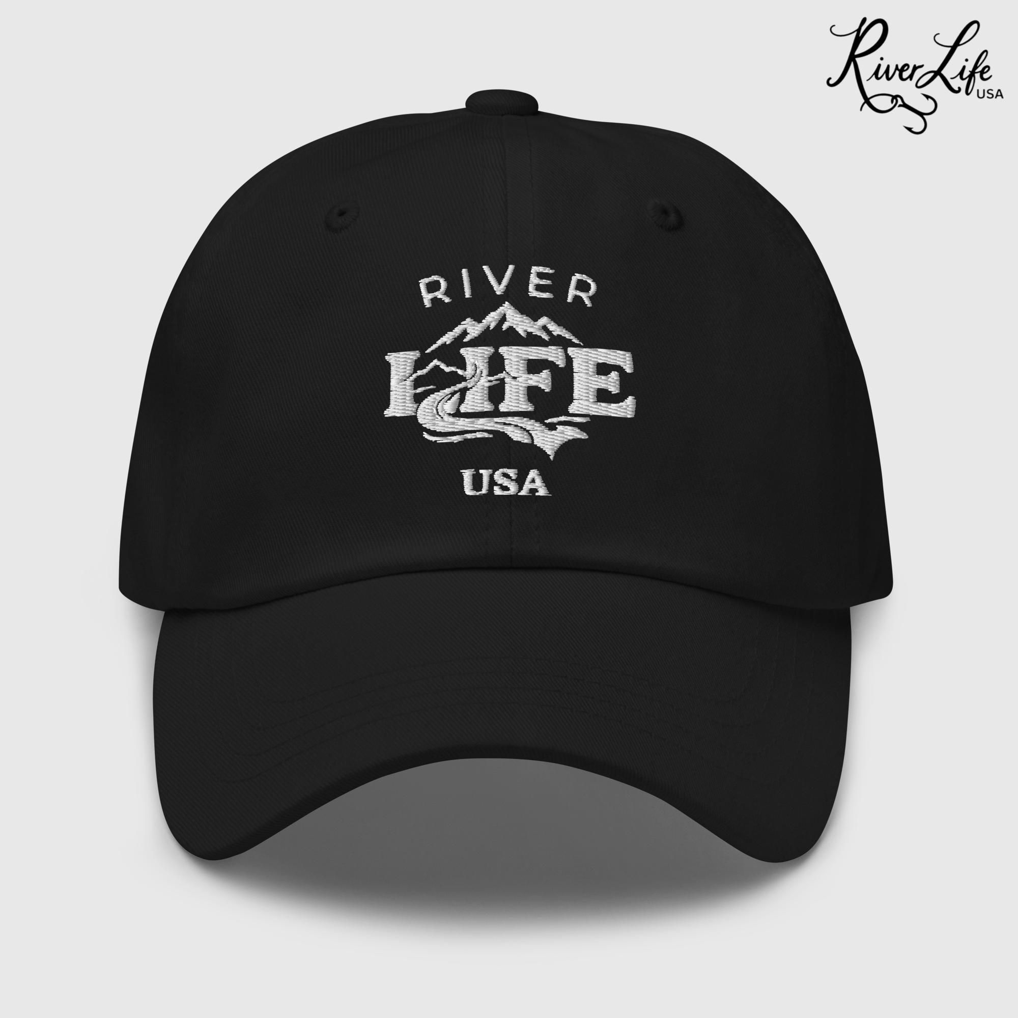 Spectrum (white embroidery) | Adjustable Dad Hat-Black-River Life USA