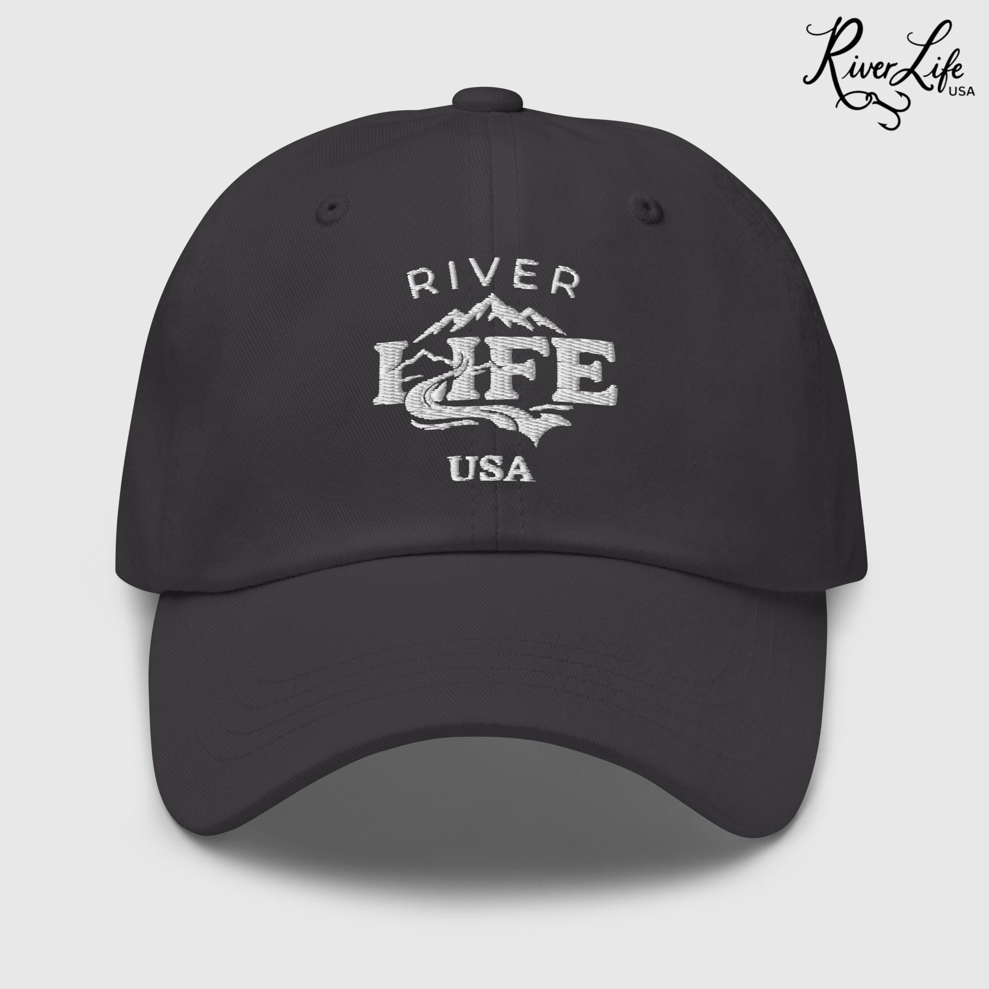 Spectrum (white embroidery) | Adjustable Dad Hat-Dark Grey-River Life USA