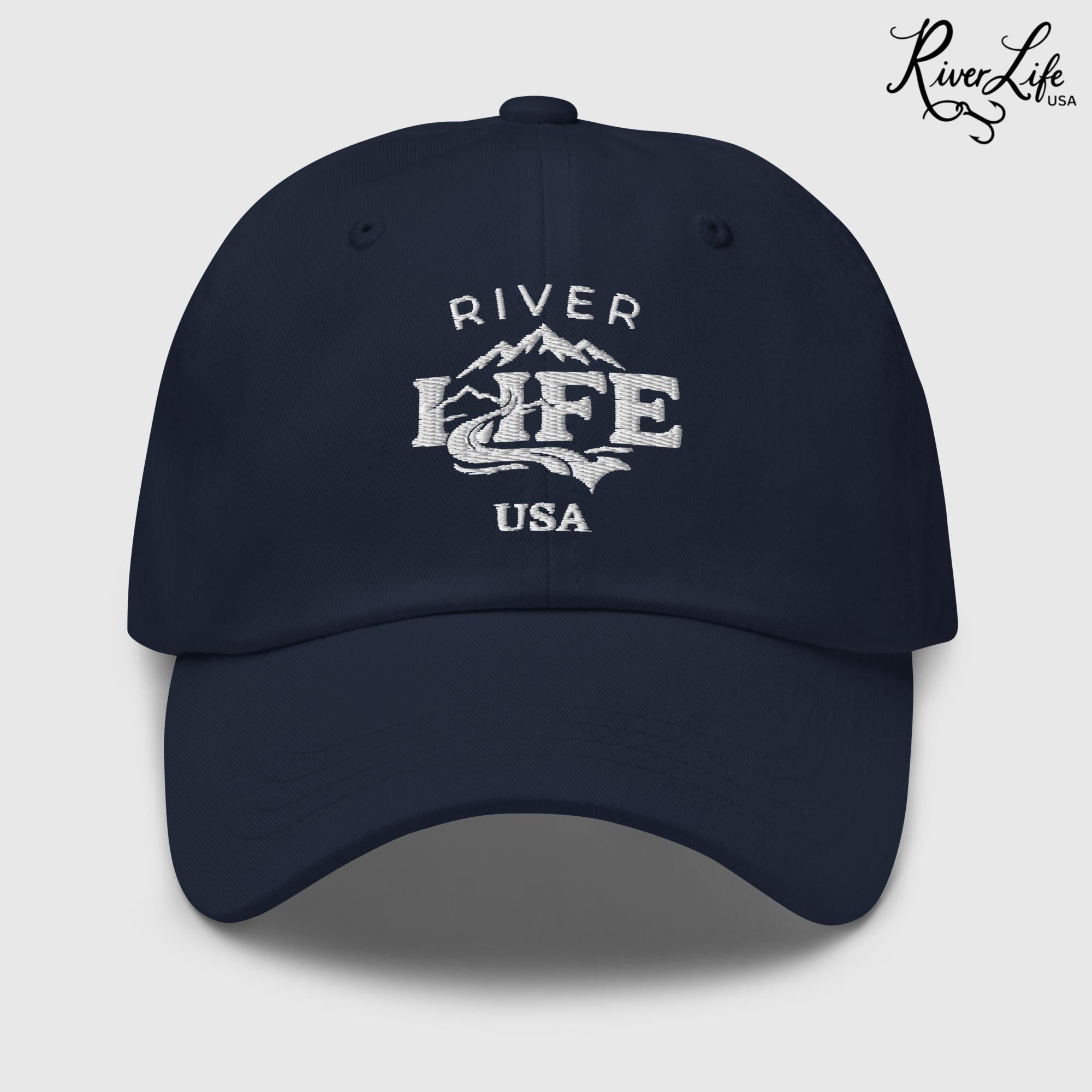 Spectrum (white embroidery) | Adjustable Dad Hat-Navy-River Life USA