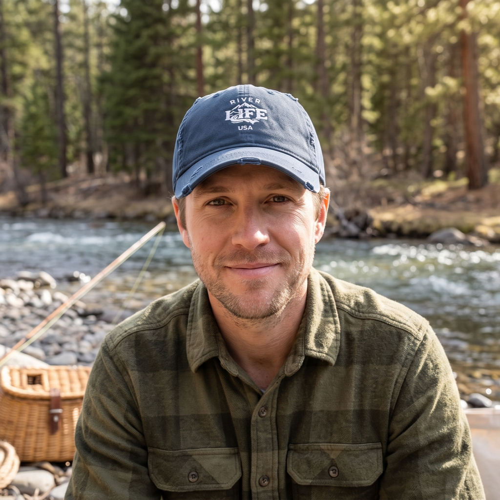 Spectrum (white embroidery) | Adjustable Distressed Dad Hat-Navy-River Life USA