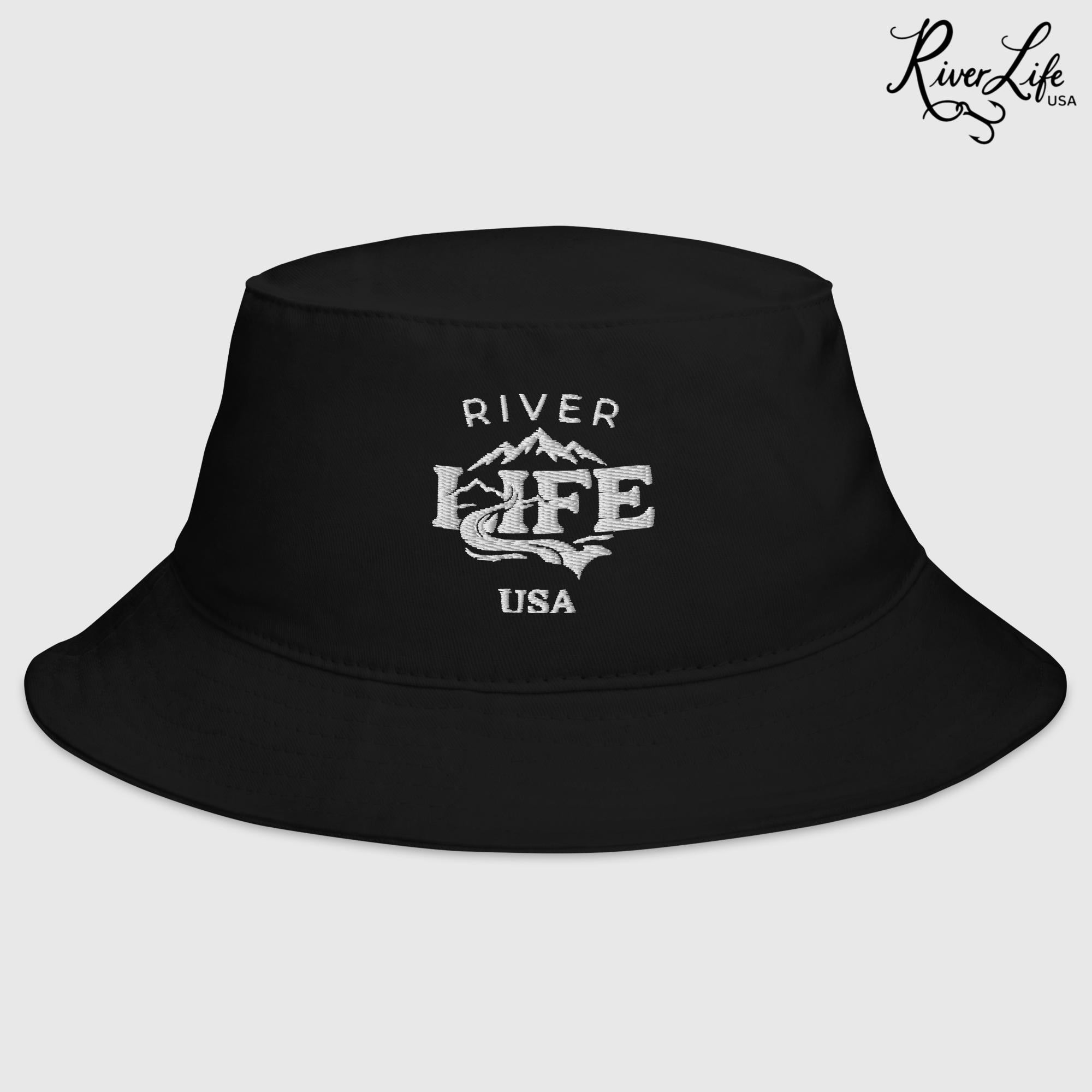 Spectrum (white embroidery) | Bucket Hat-Black-River Life USA