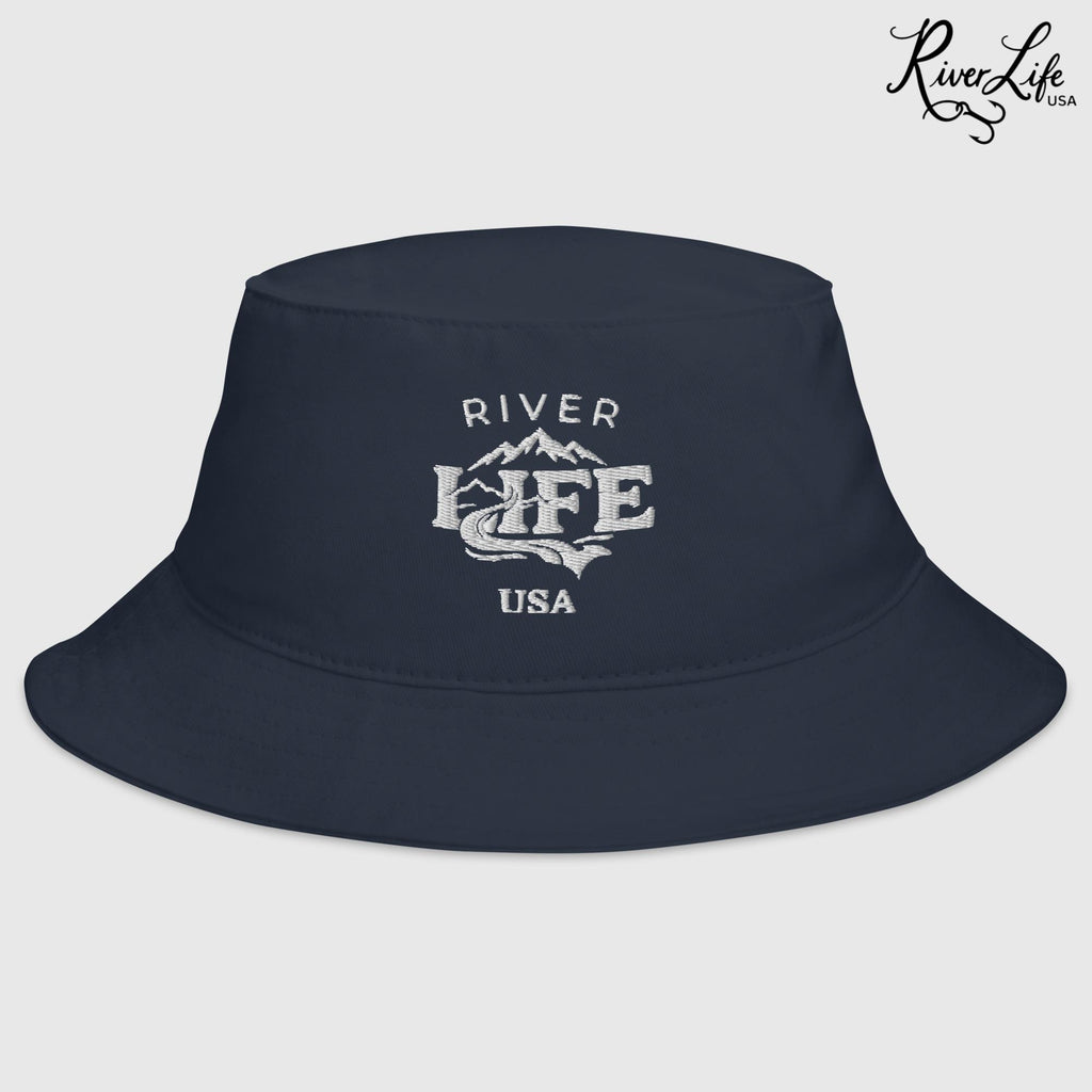 Spectrum (white embroidery) | Bucket Hat-Navy-River Life USA