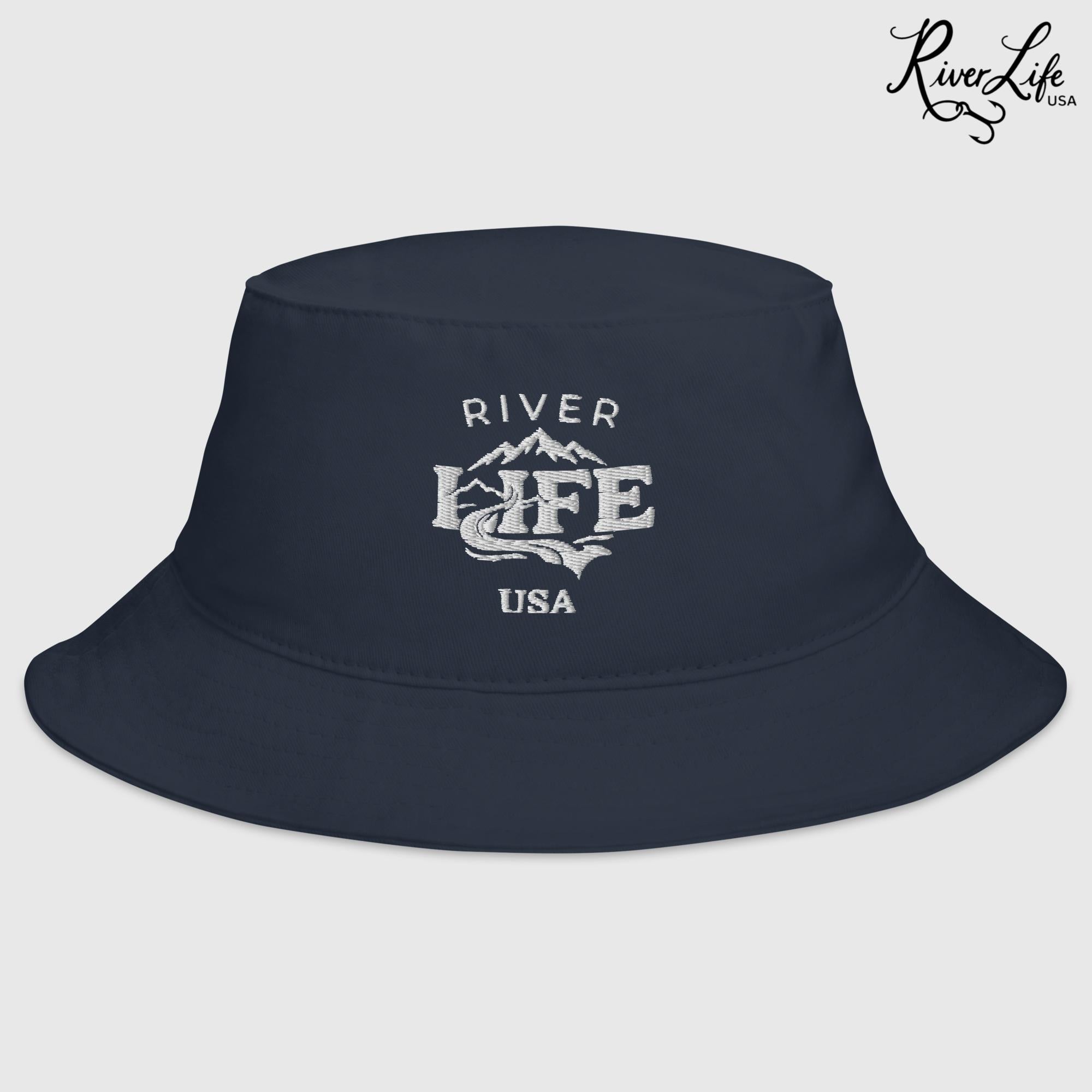 Spectrum (white embroidery) | Bucket Hat-Navy-River Life USA