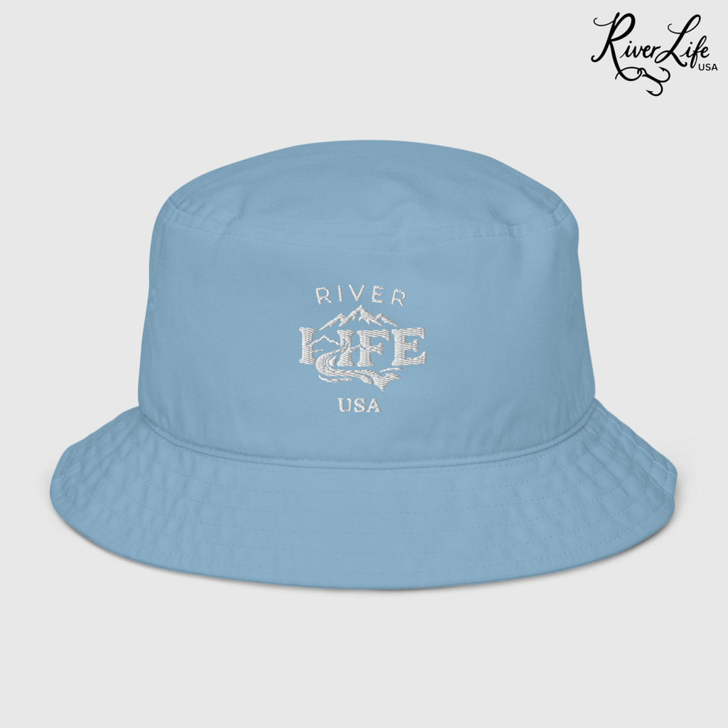 Spectrum (white embroidery) | Premium Organic Bucket Hat-Slate Blue-River Life USA