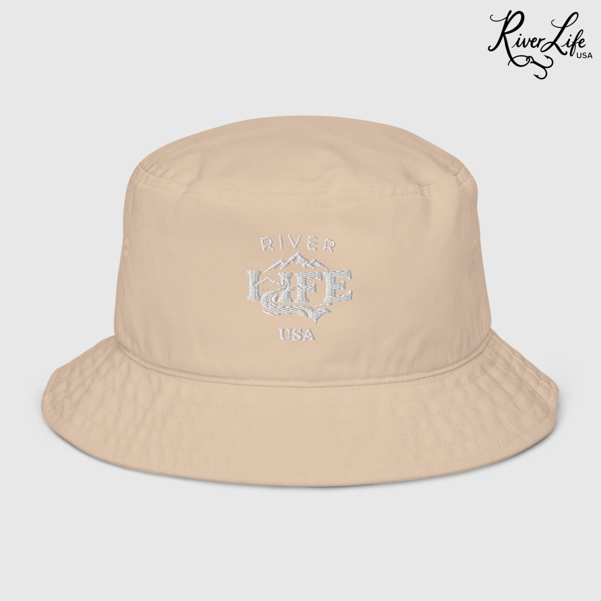 Spectrum (white embroidery) | Premium Organic Bucket Hat-Stone-River Life USA