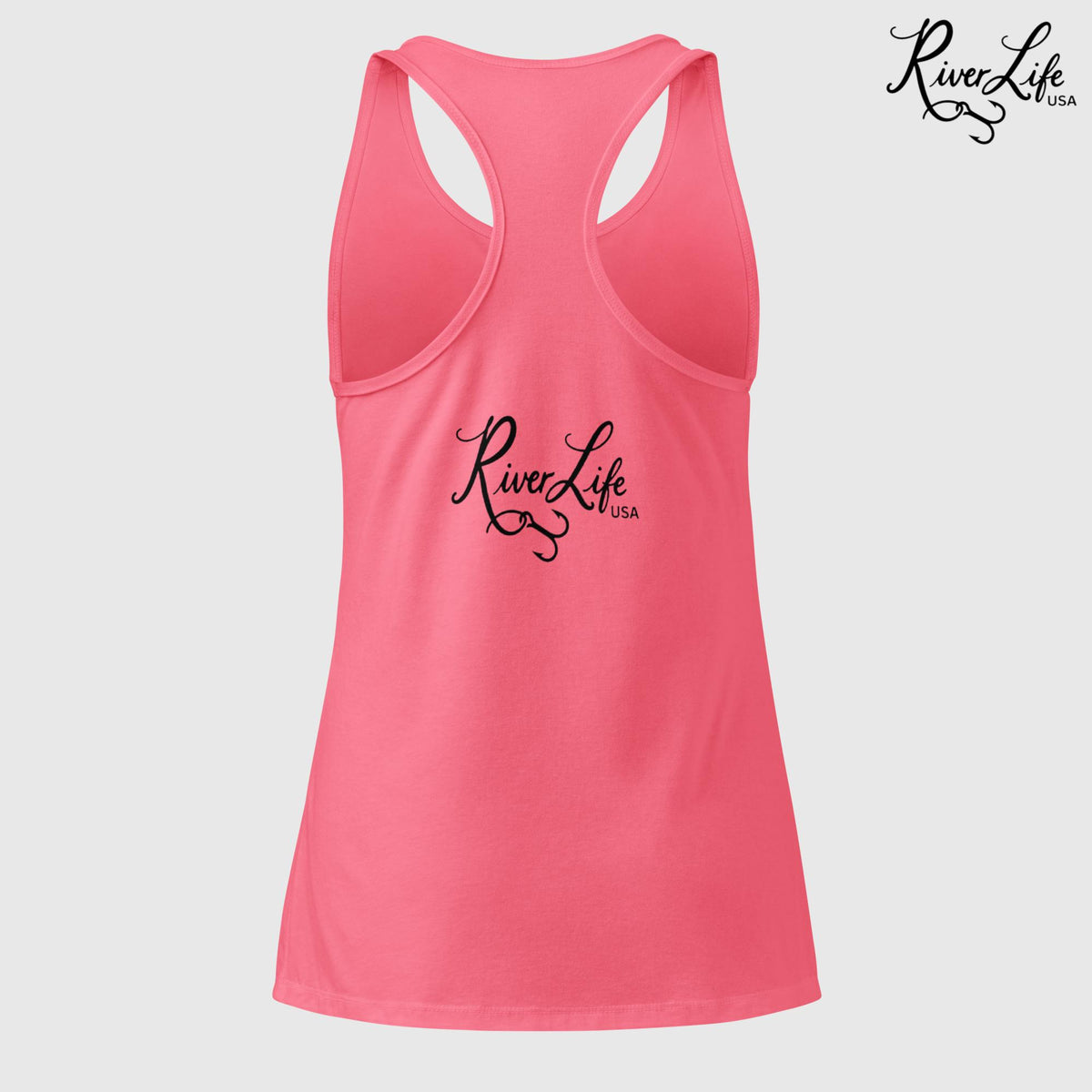 Stay Wild River Child (black print) | Women’s Fitted Racerback Tank Top-Hot Pink-River Life USA