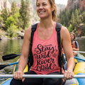 Stay Wild River Child (black print) | Women’s Fitted Racerback Tank Top-Hot Pink-River Life USA