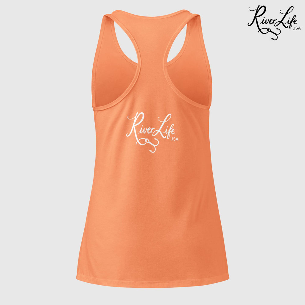 Stay Wild River Child (white print) | Women’s Fitted Racerback Tank Top-Tahiti Blue-River Life USA