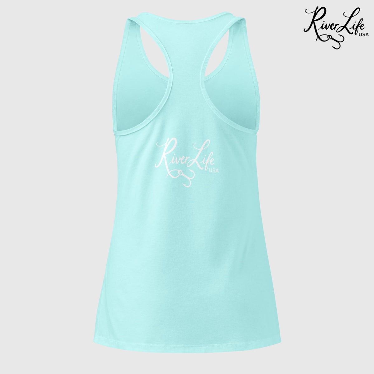 Stay Wild River Child (white print) | Women’s Fitted Racerback Tank Top-Tahiti Blue-River Life USA