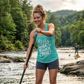 Stay Wild River Child (white print) | Women’s Fitted Racerback Tank Top-Tahiti Blue-River Life USA