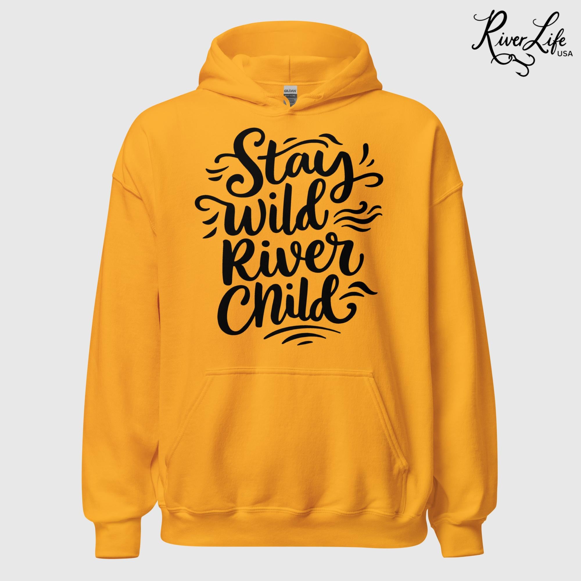 Stay Wild River Child | Womens Pullover Hoodie-Gold-River Life USA