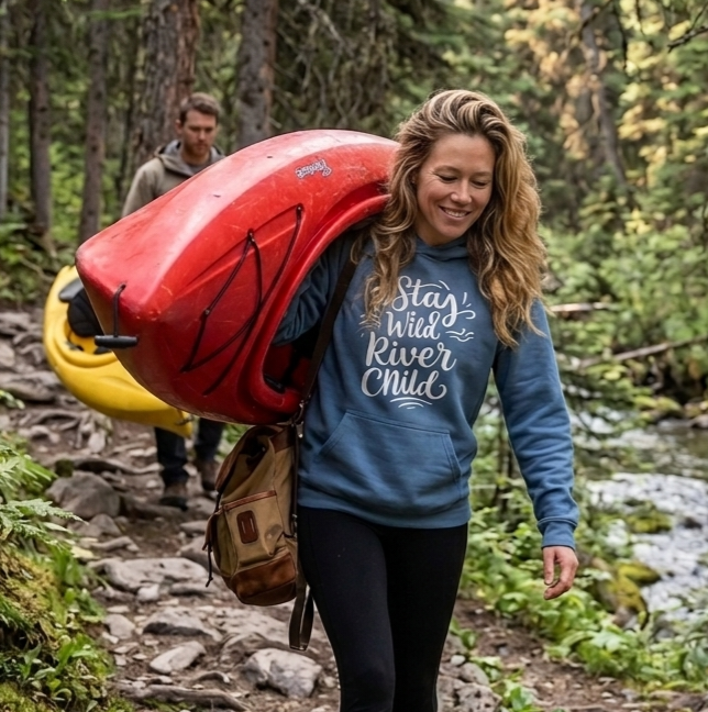 Stay Wild River Child | Womens Pullover Hoodie-Heather Indigo-River Life USA