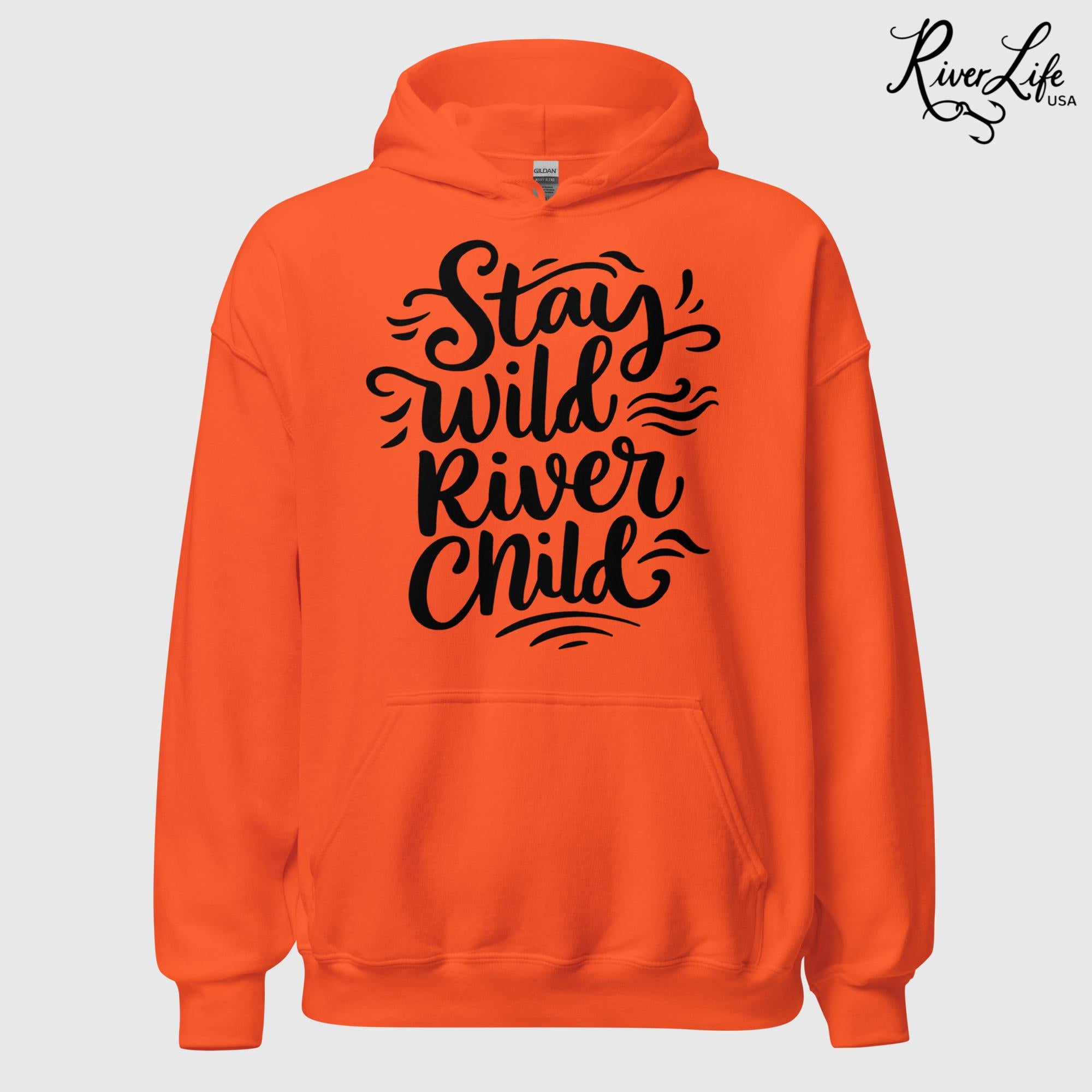Stay Wild River Child | Womens Pullover Hoodie-Orange-River Life USA