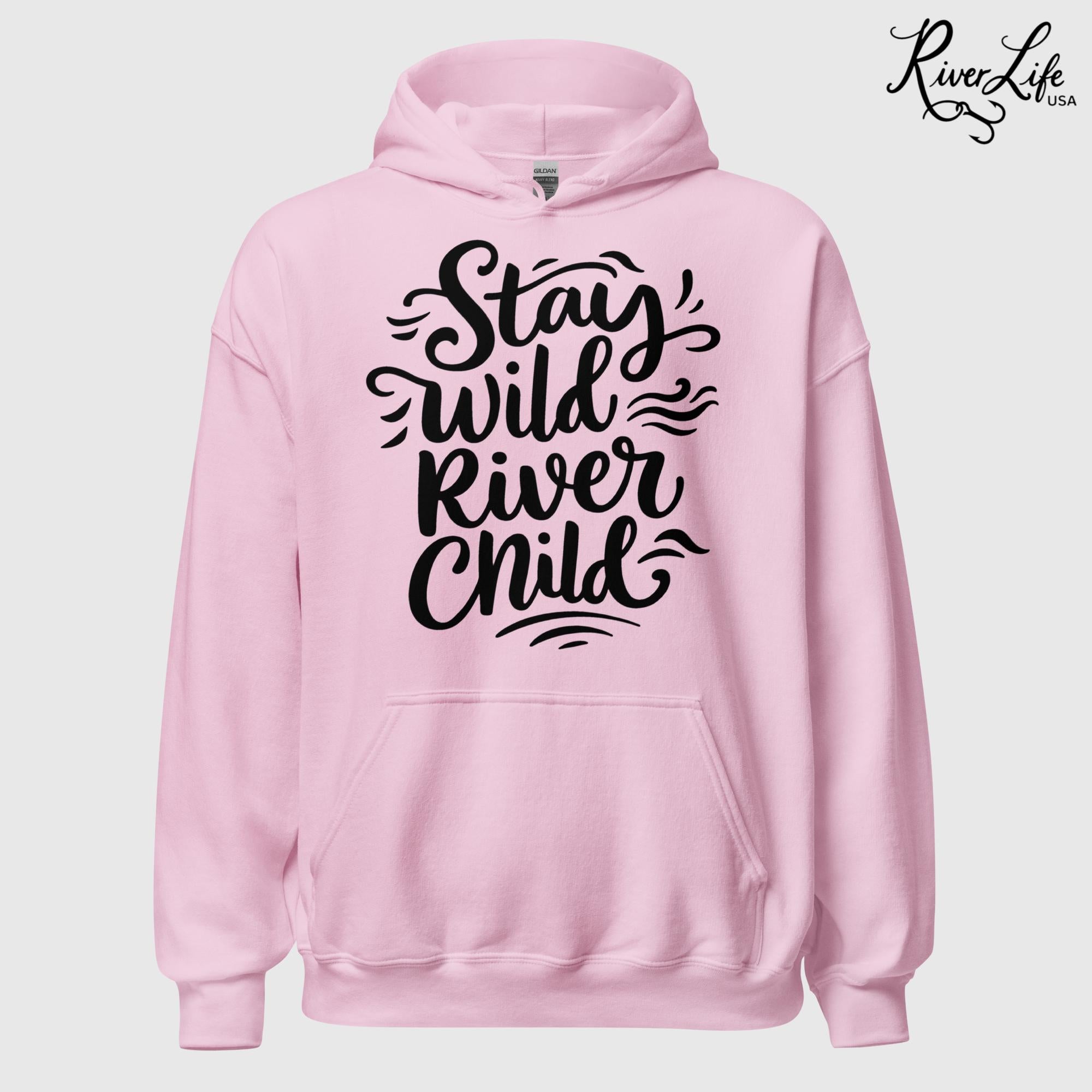 Stay Wild River Child | Womens Pullover Hoodie-Pink-River Life USA