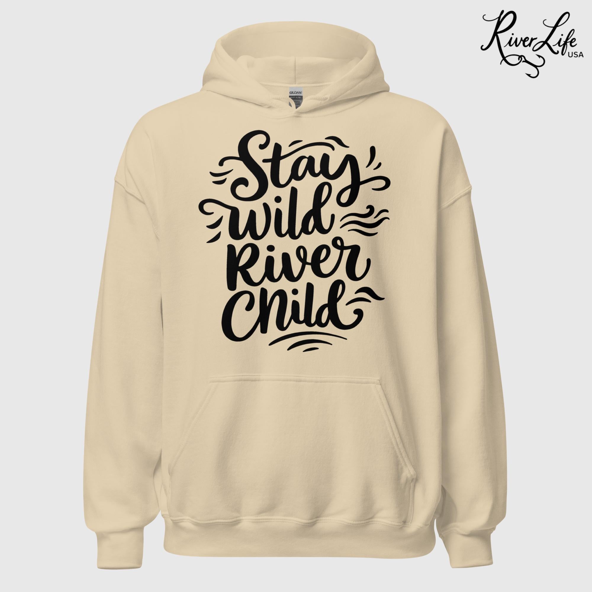 Stay Wild River Child | Womens Pullover Hoodie-Sand-River Life USA