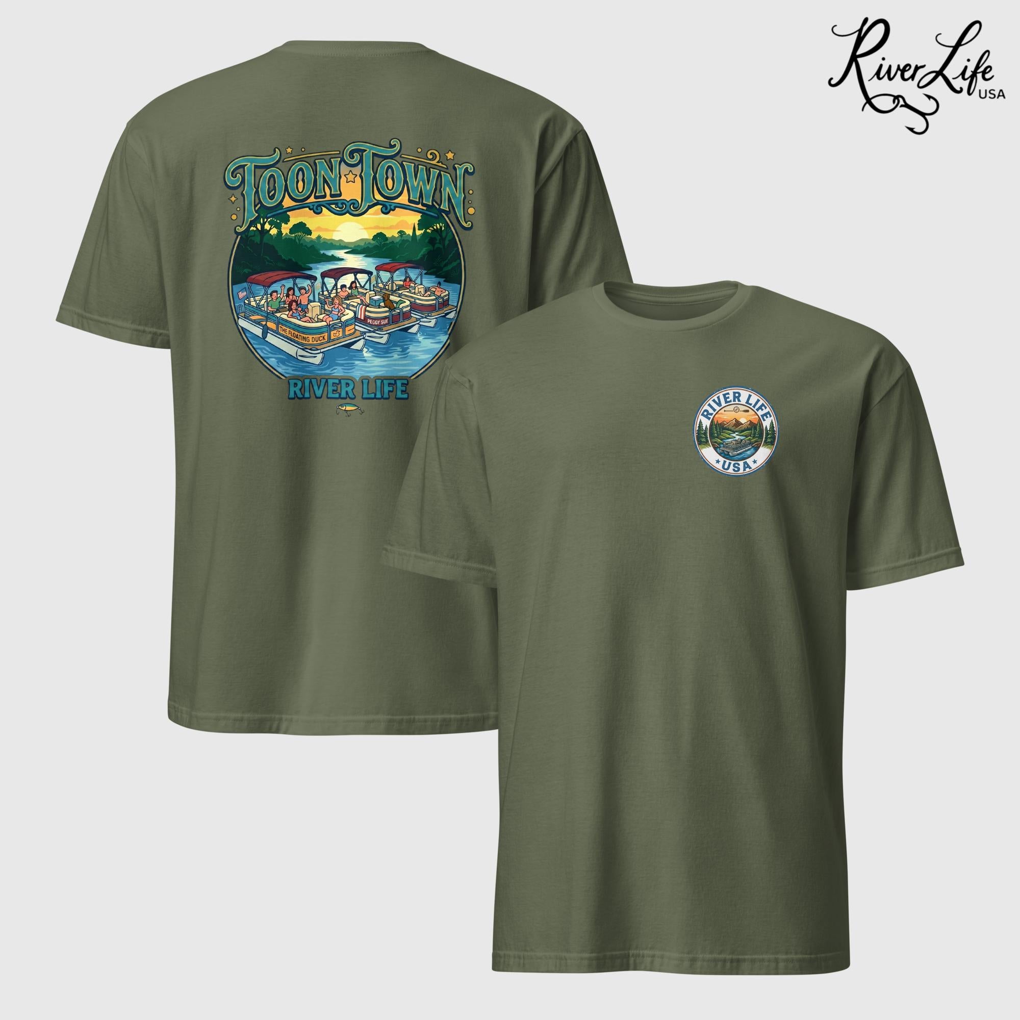 Toon Town | Short-Sleeve Unisex T-Shirt-Military Green-River Life USA