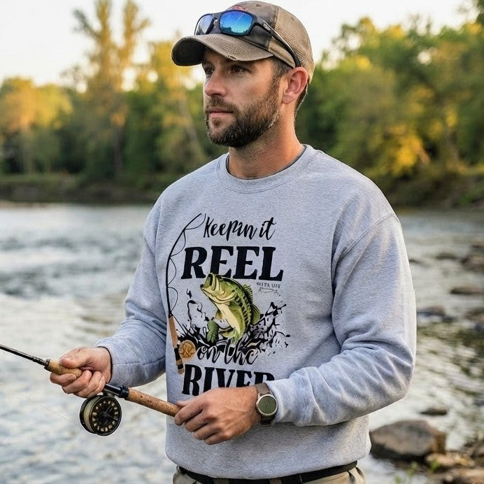 Keepin' it Reel on the River | Unisex Crew Neck Sweatshirt