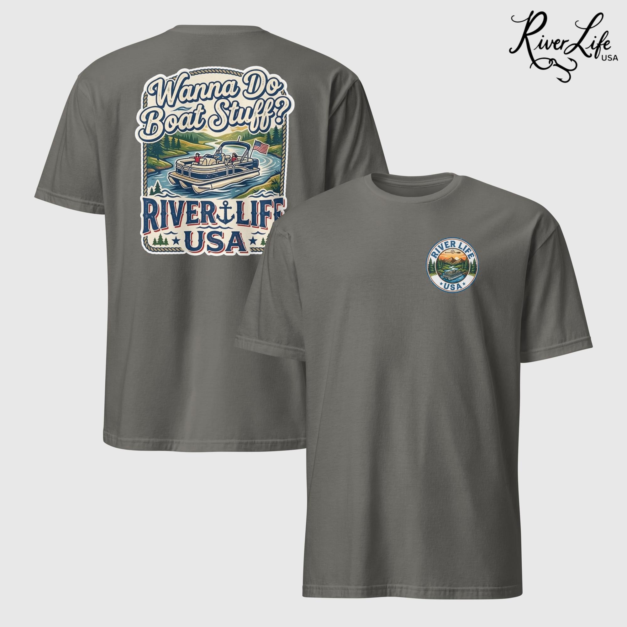 Wanna Do Boat Stuff? | Short-Sleeve Unisex T-Shirt-Charcoal-River Life USA