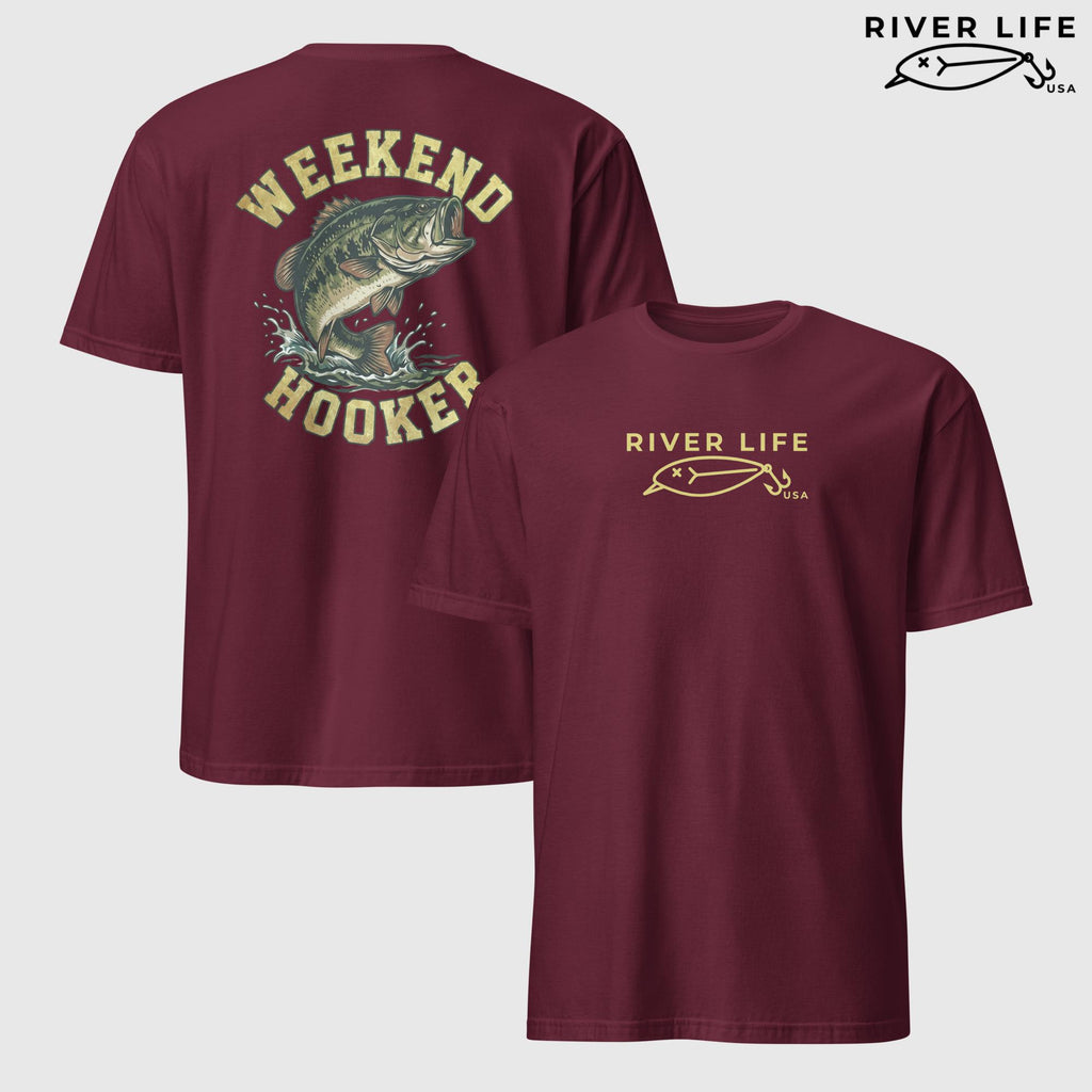 Weekend Hooker | Short-Sleeve Unisex T-Shirt-Maroon-River Life USA