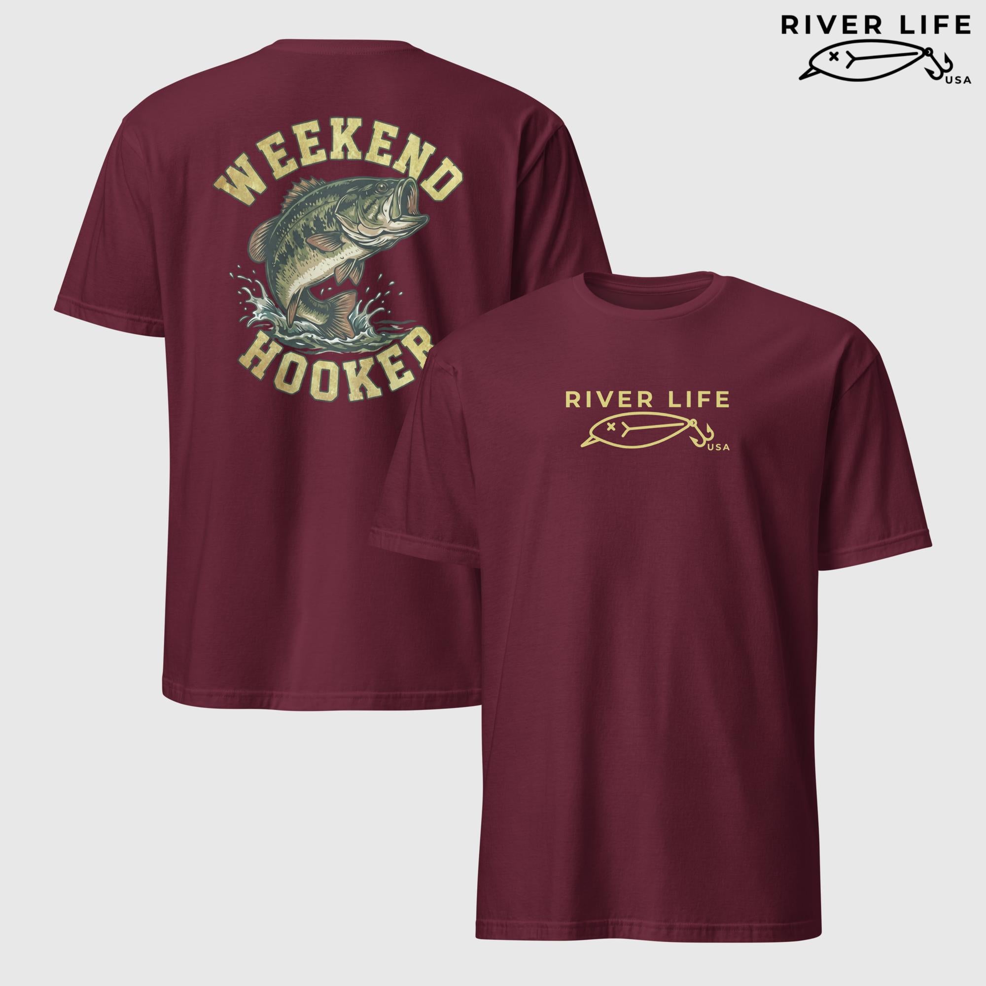 Weekend Hooker | Short-Sleeve Unisex T-Shirt-Maroon-River Life USA