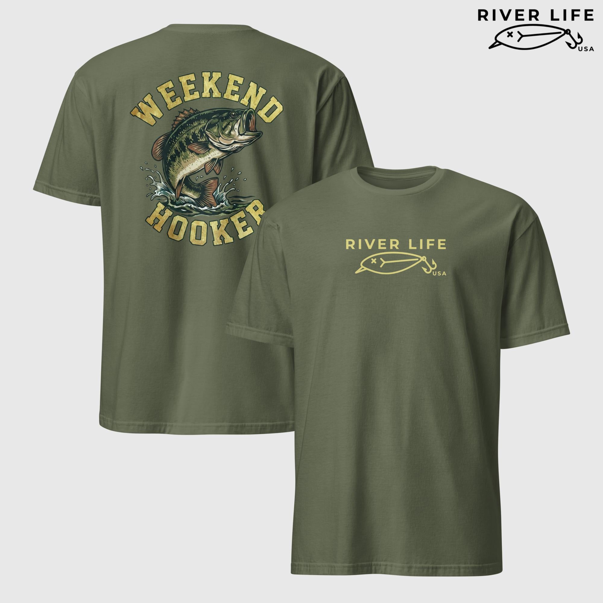 Weekend Hooker | Short-Sleeve Unisex T-Shirt-Military Green-River Life USA