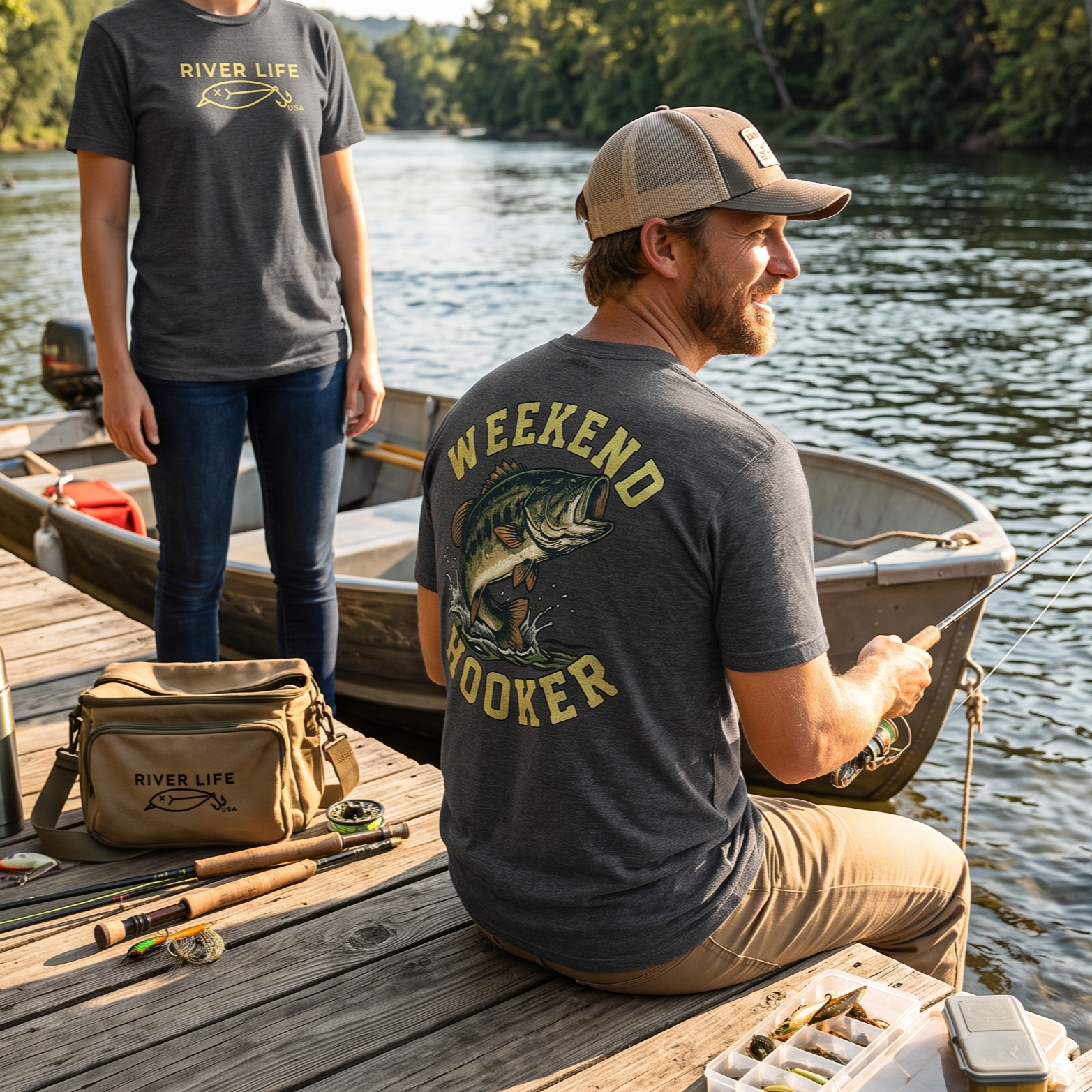 Weekend Hooker | Short-Sleeve Unisex T-Shirt-Dark Heather Grey-River Life USA