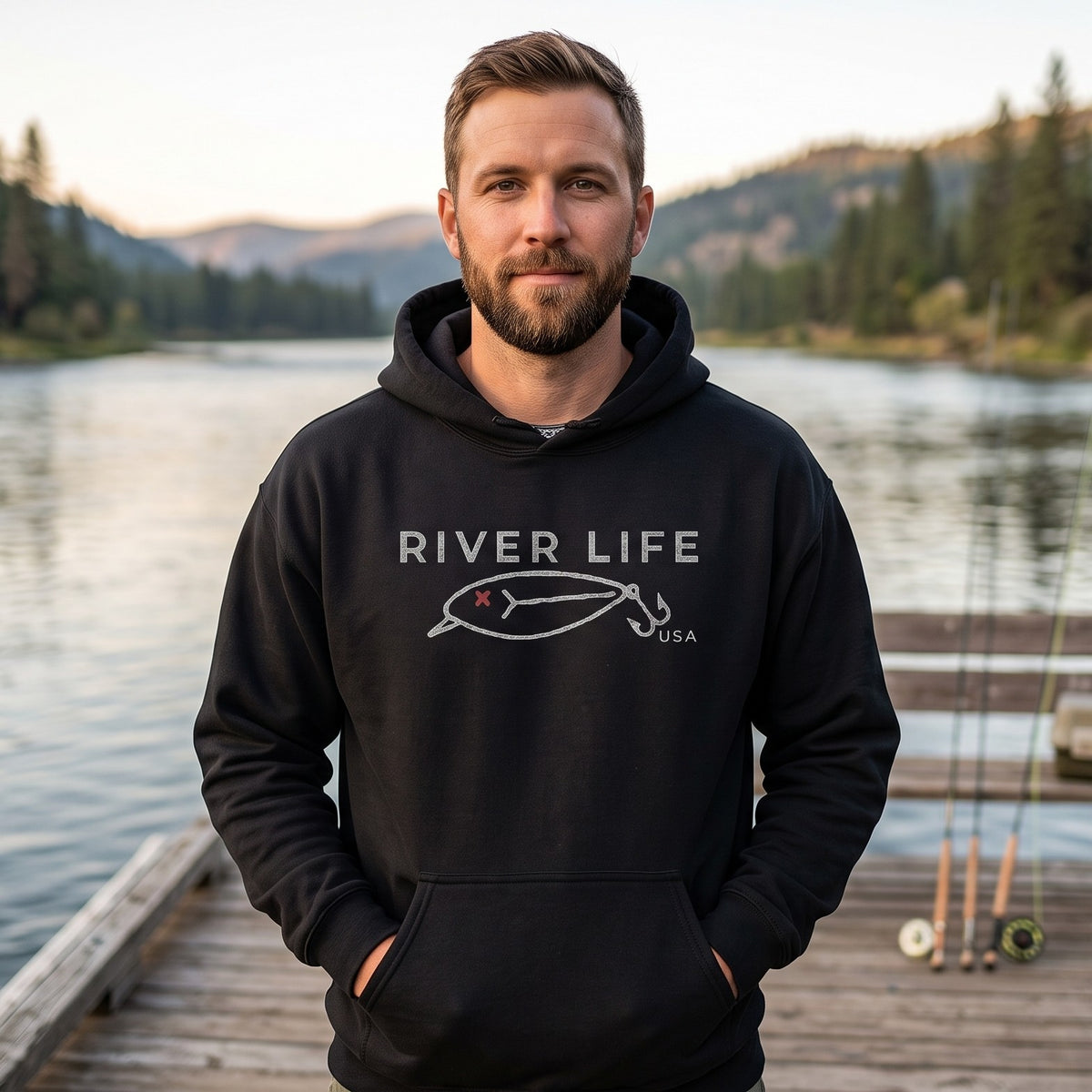 Red X-Eye Lure | Men's Pullover Hoodie
